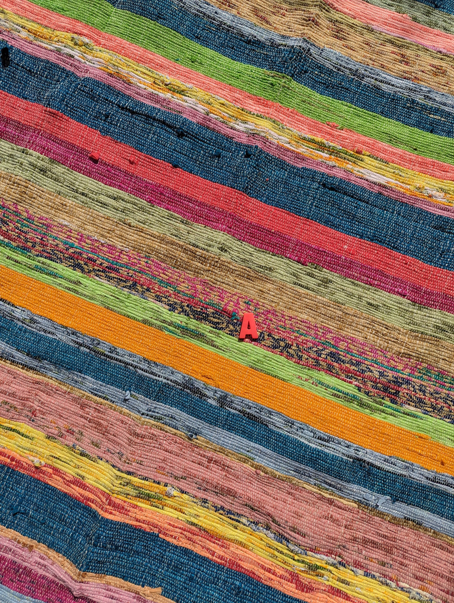 Recycled striped chindi rugs, pastel brights