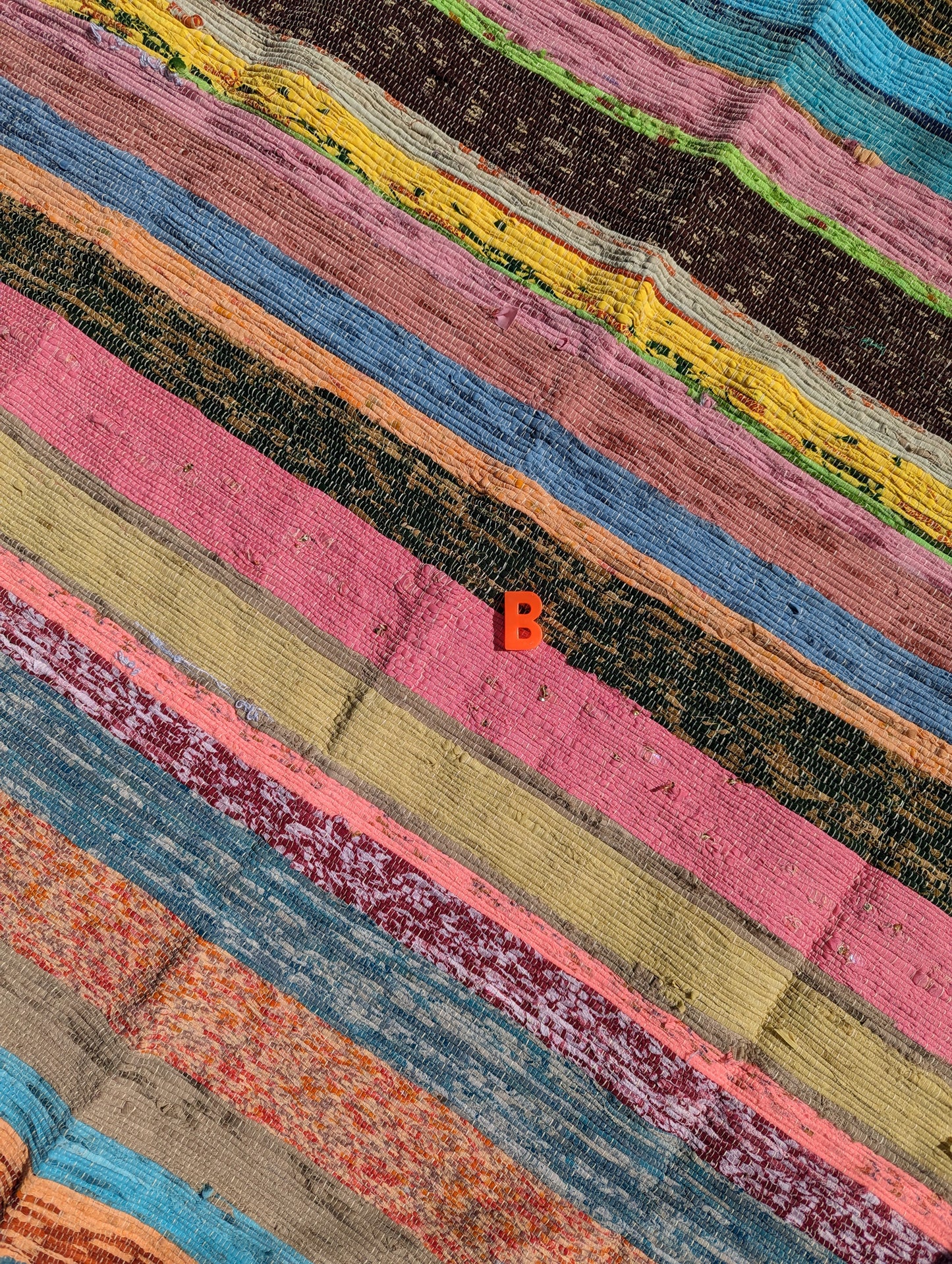 Recycled striped chindi rugs, pastel brights