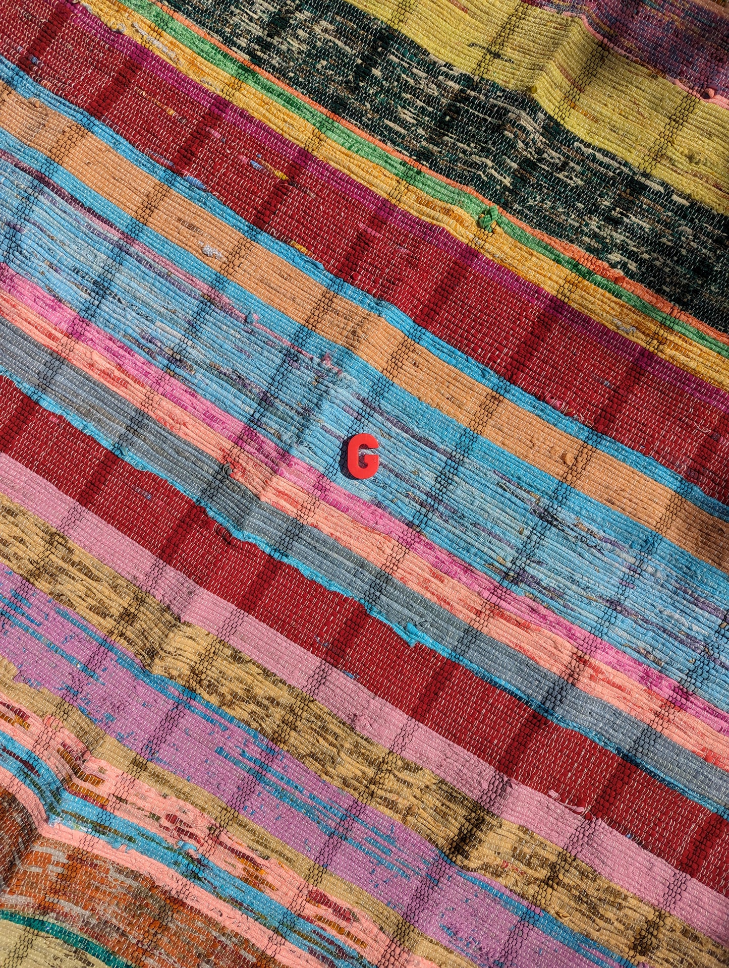 Recycled striped chindi rugs, pastel brights