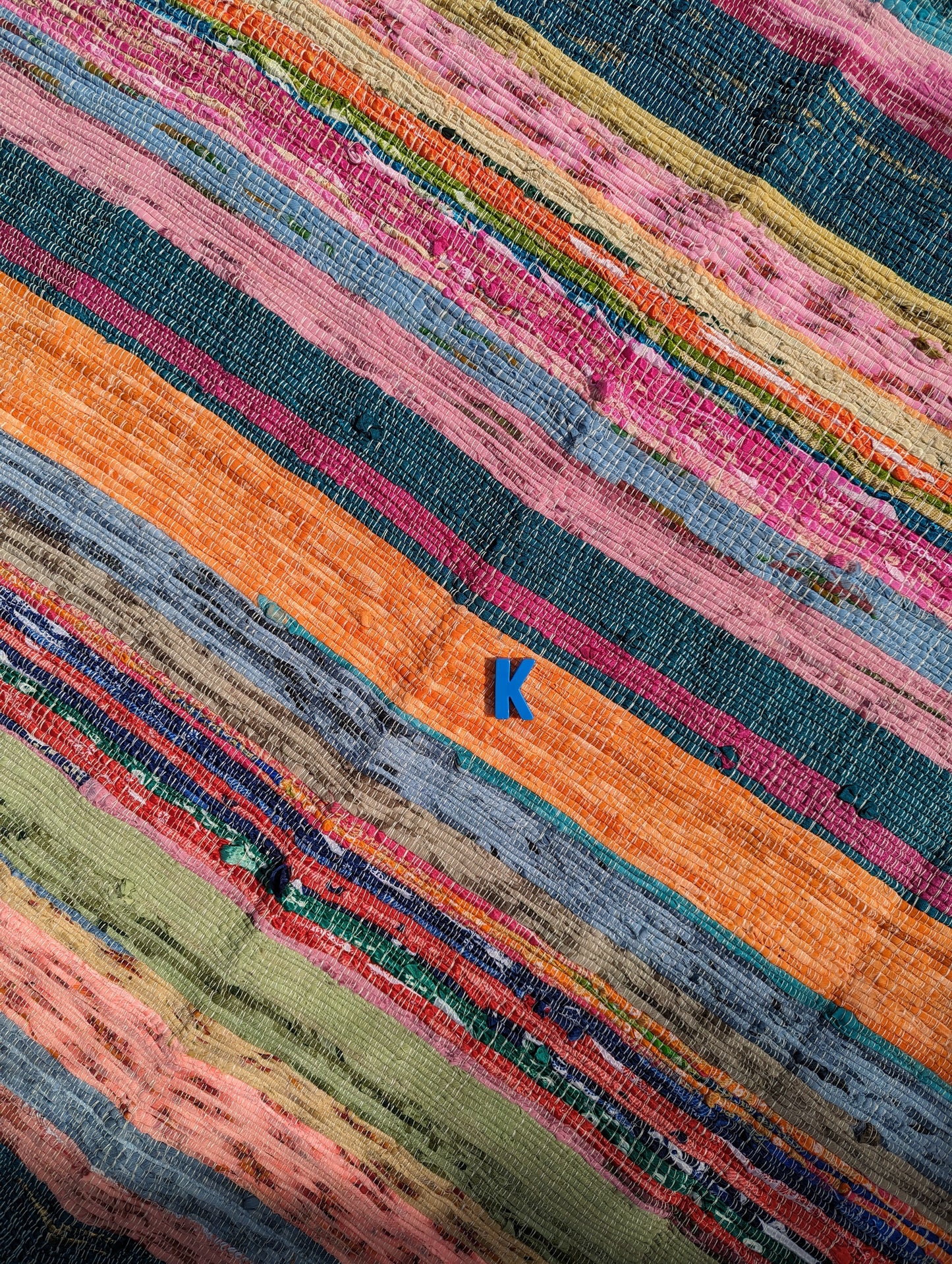 Recycled striped chindi rugs, pastel brights