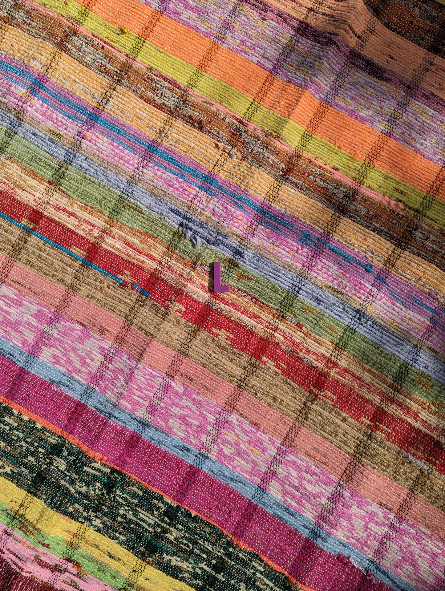 Recycled striped chindi rugs, pastel brights