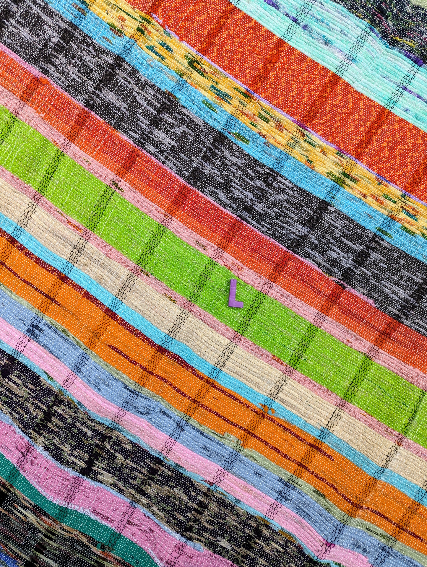 Recycled striped chindi rugs, naturals