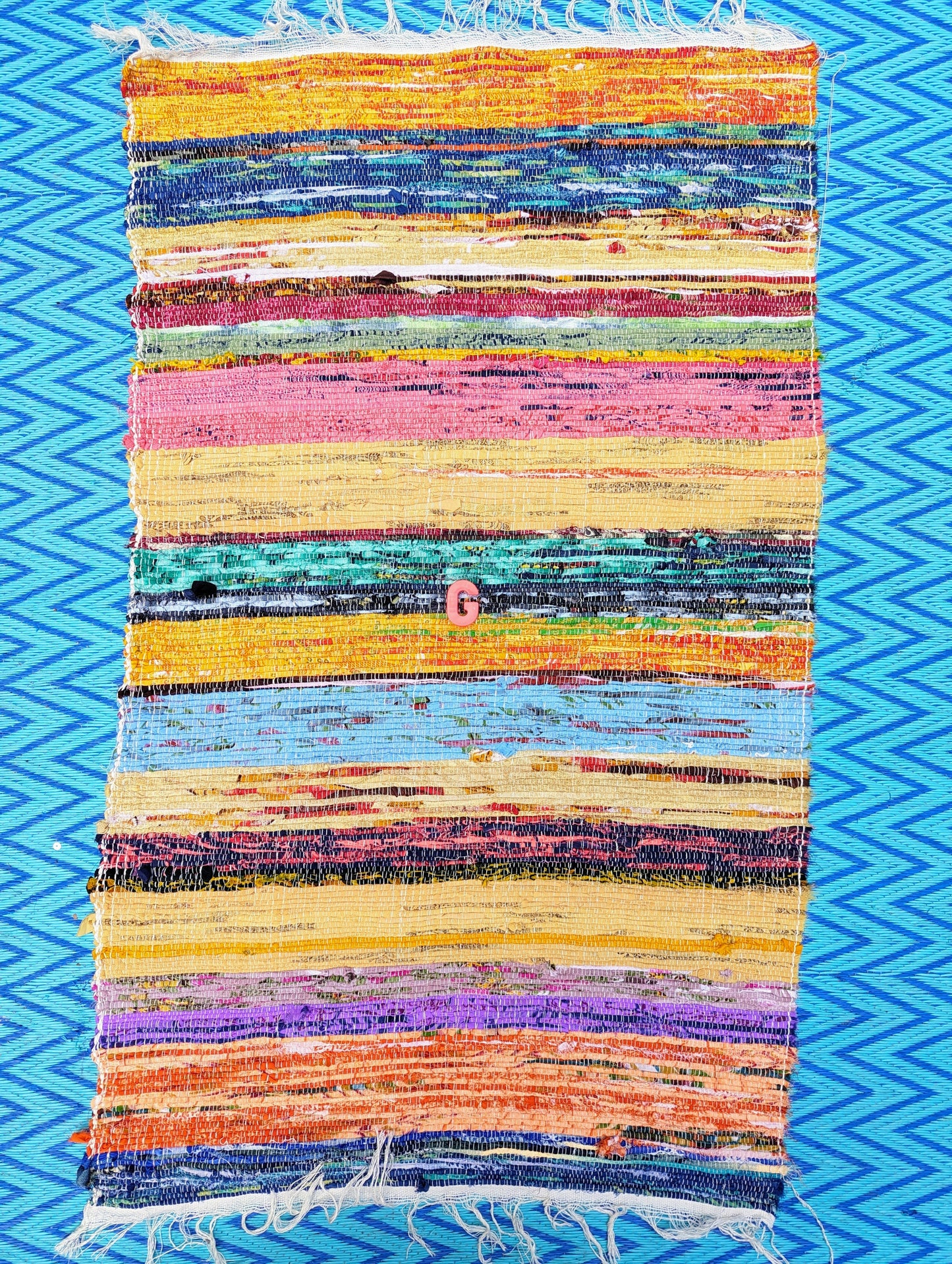 Small recycled striped chindi rugs