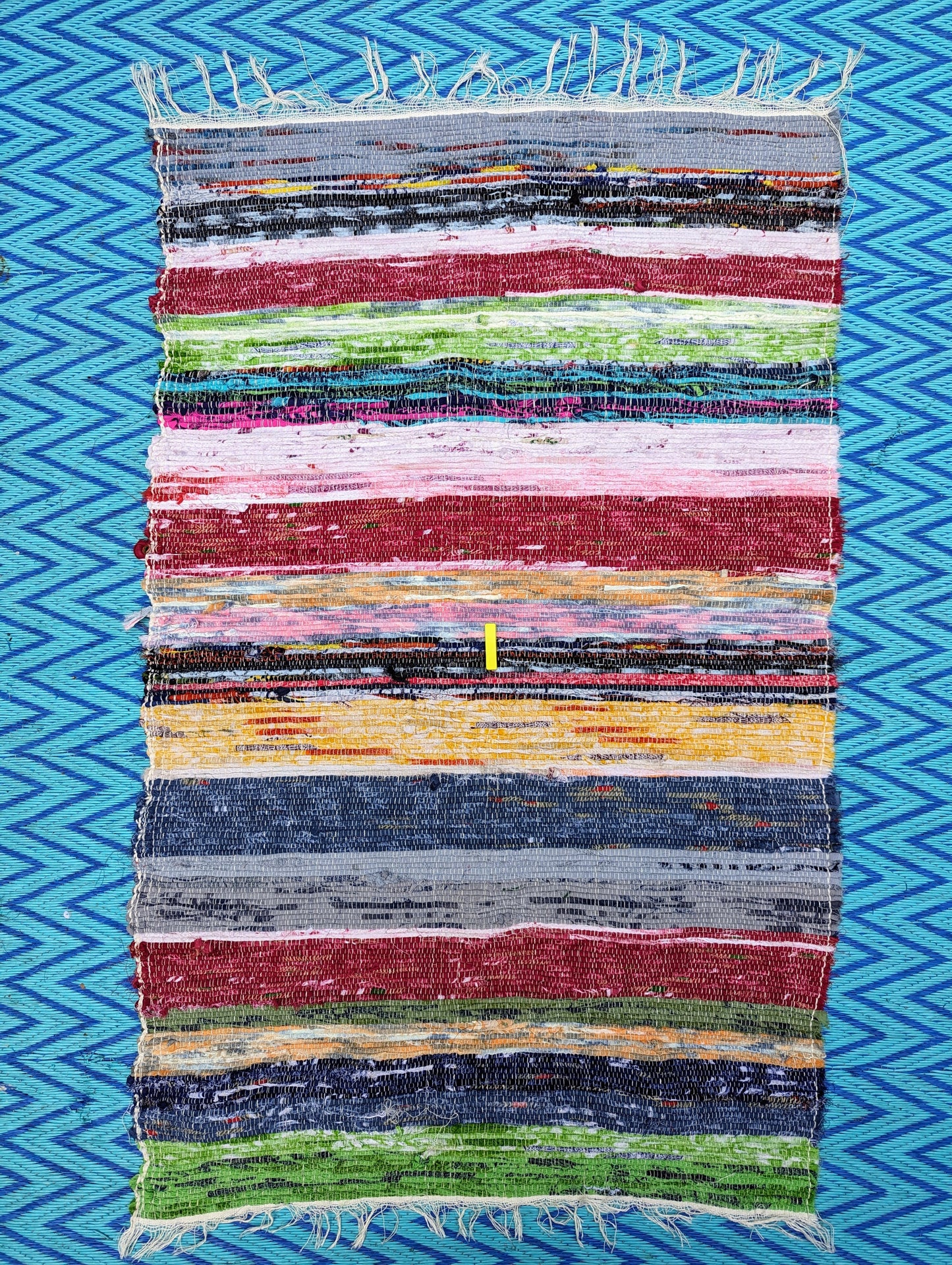 Small recycled striped chindi rugs