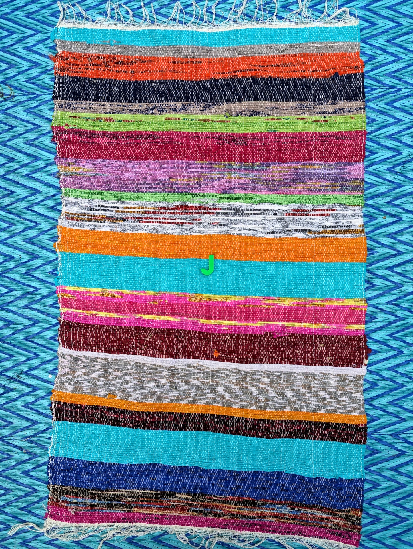 Small recycled striped chindi rugs