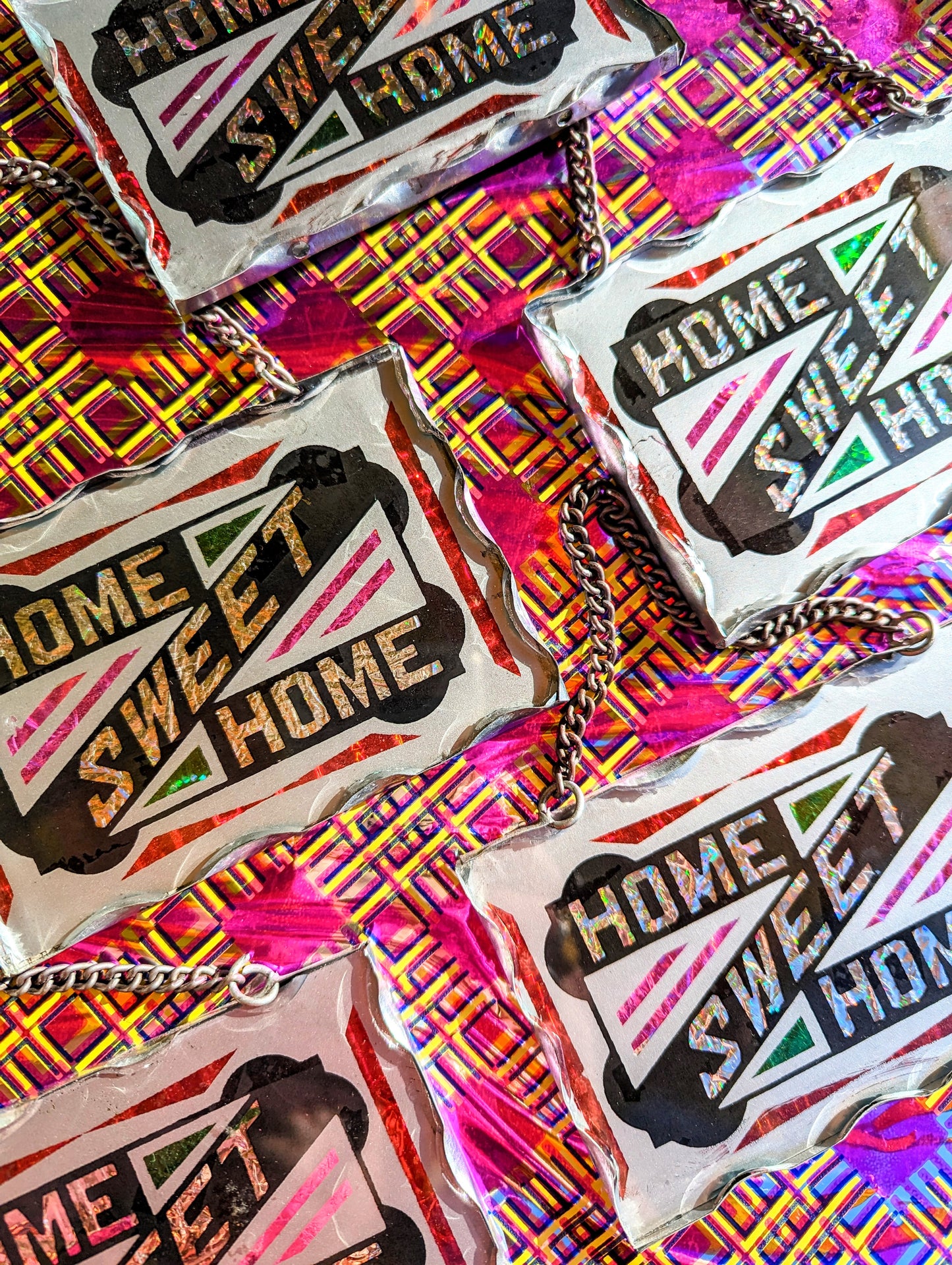 Reverse glass foiled Home sweet home sign