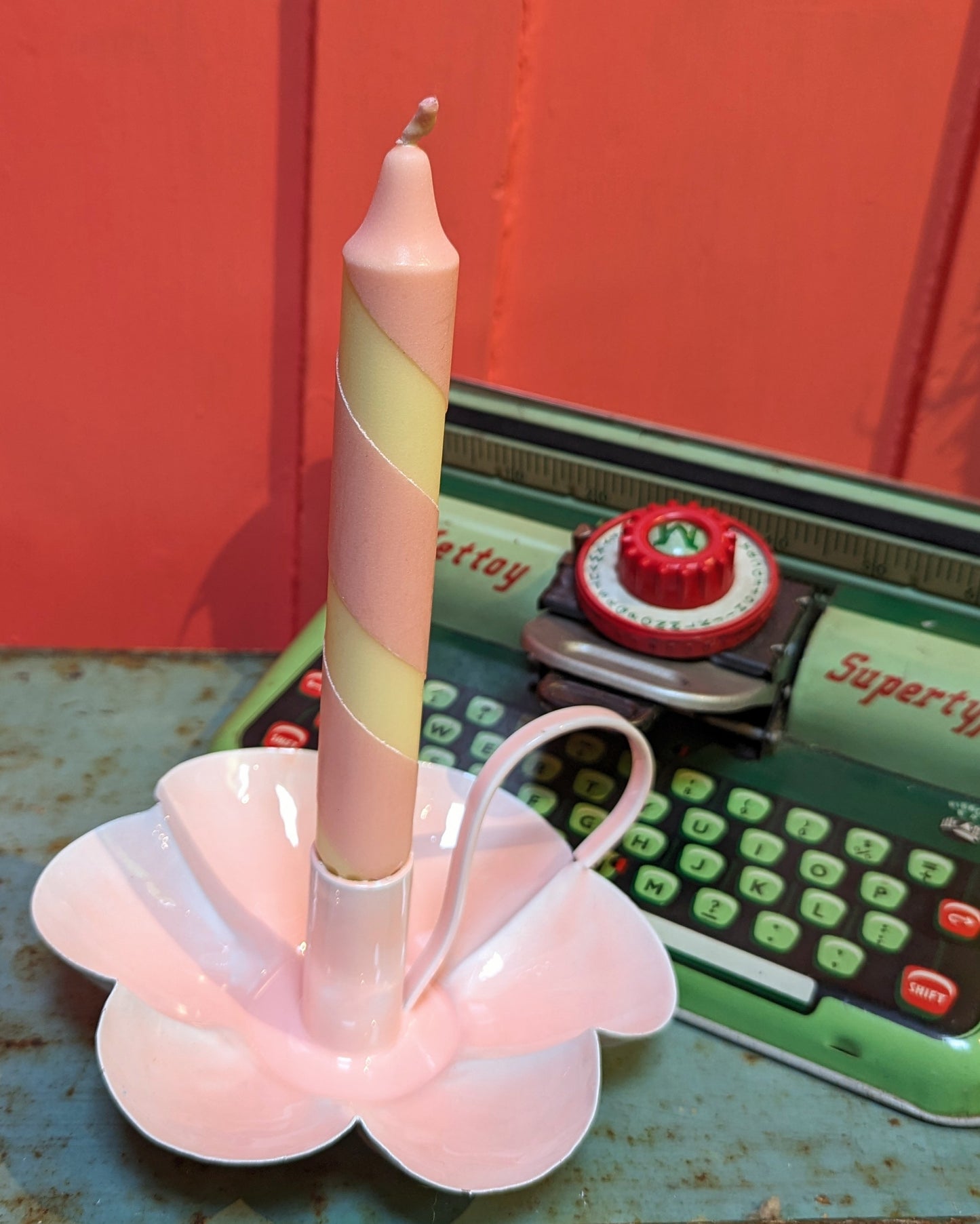 Pastel enamel candle holders