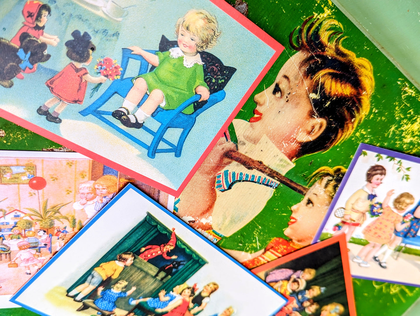 Vintage kid's party postcards