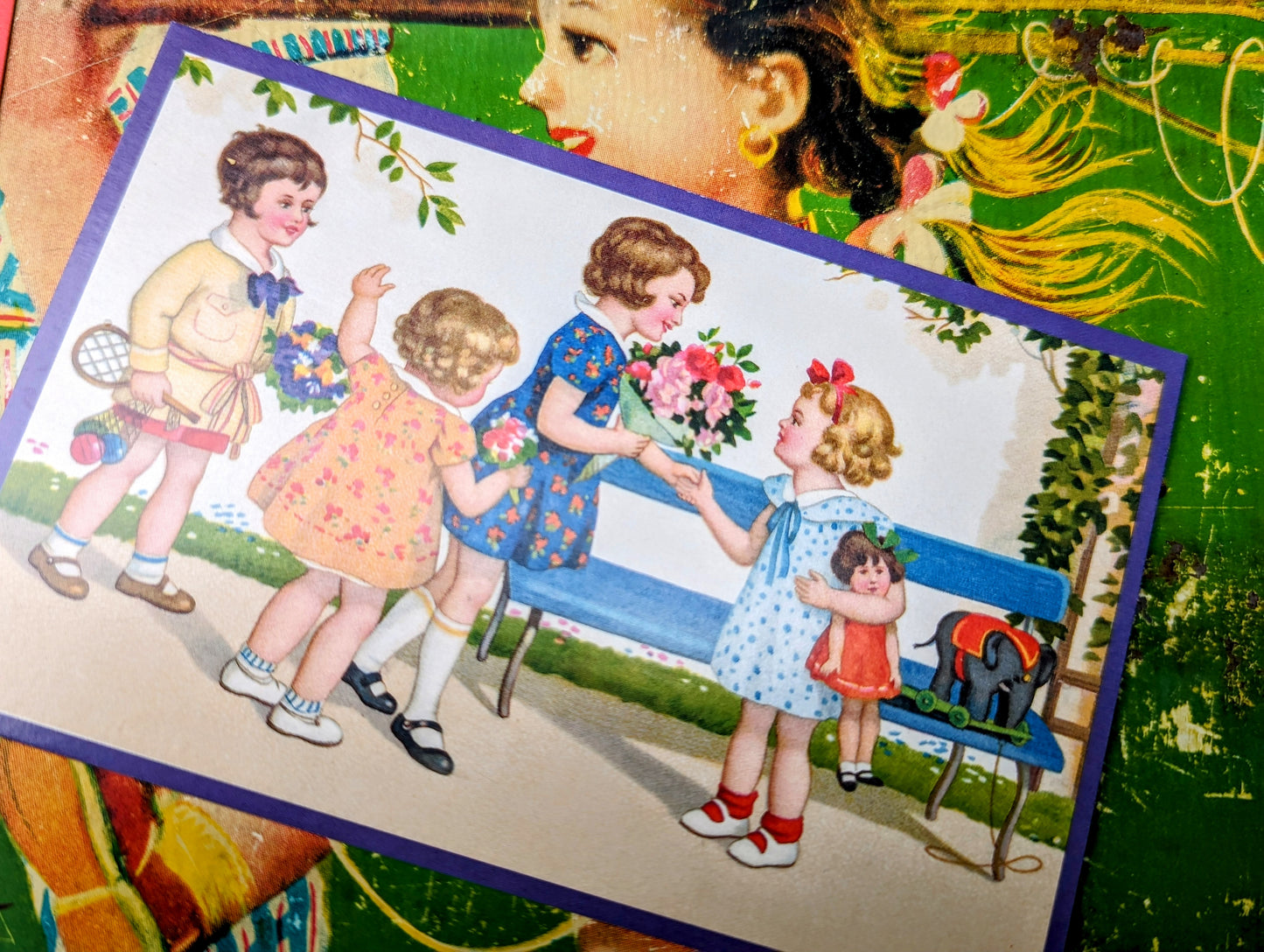 Vintage kid's party postcards
