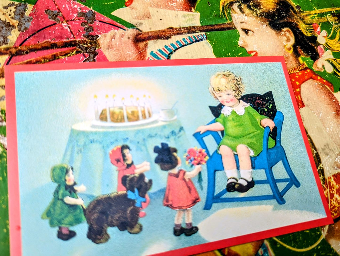 Vintage kid's party postcards