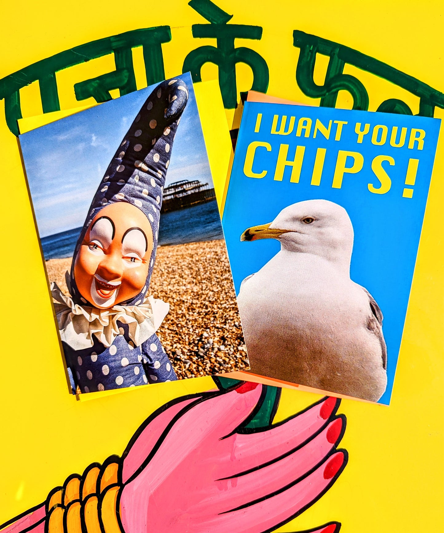 A set of two brilliantly bonkers Brighton greetings cards by lovely Brighton makers Bite Your Granny.
Set of 2 cards
Cards come with coloured envelopes