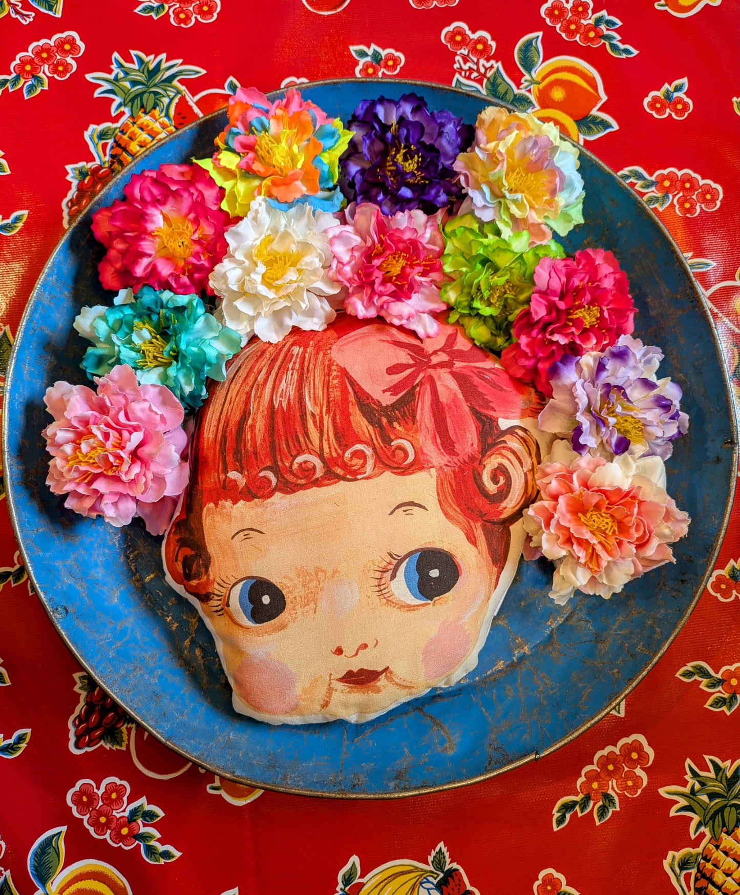 Double claw clip hair flowers - peony