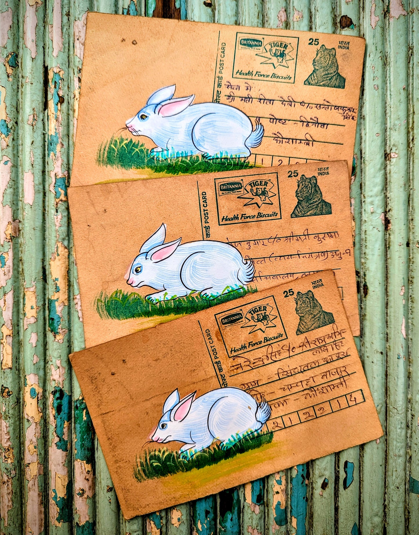 Hand painted indian postcards - forest and jungle