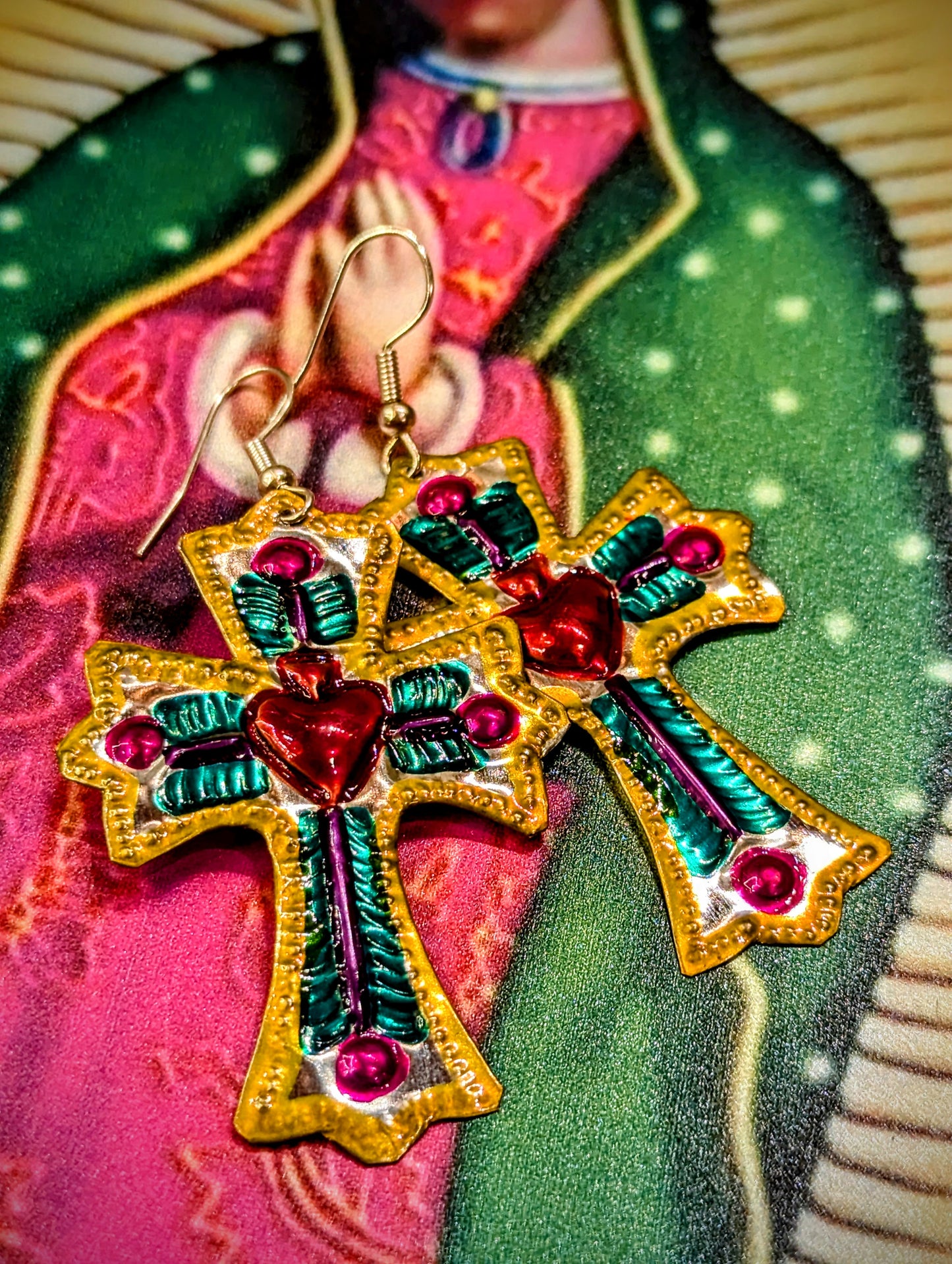 Colourfun cross earrings