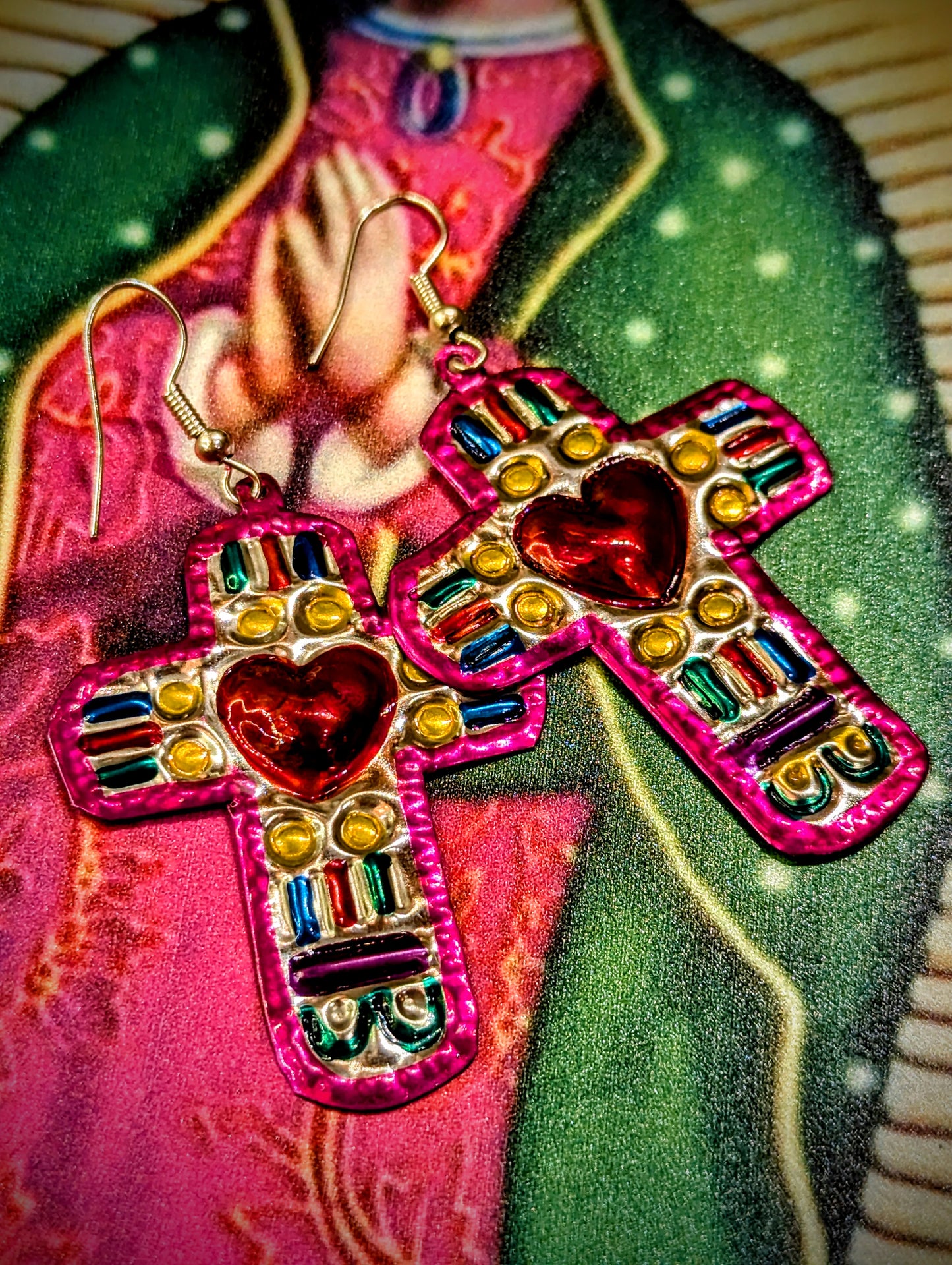 Colourfun cross earrings