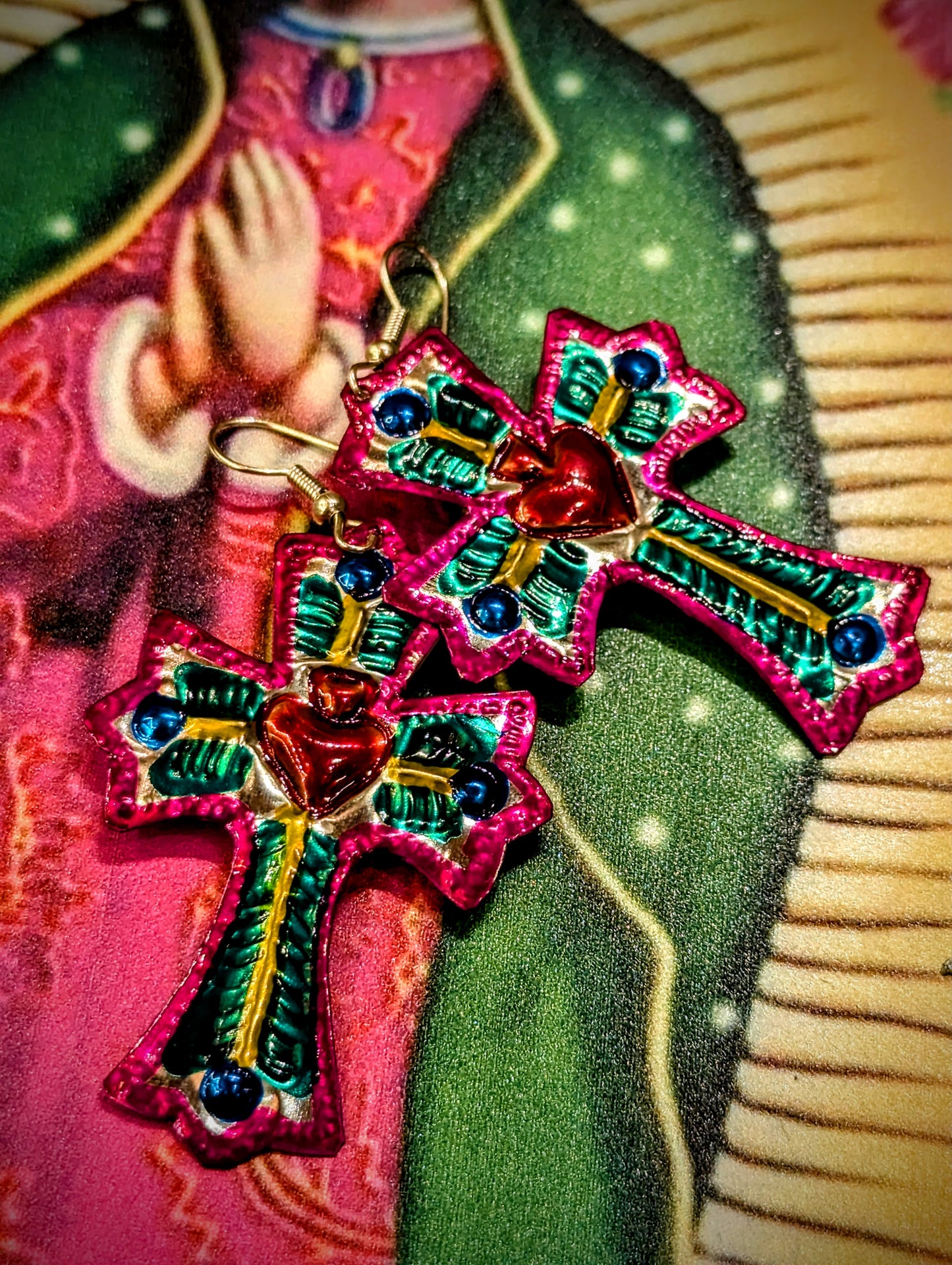 Colourfun cross earrings