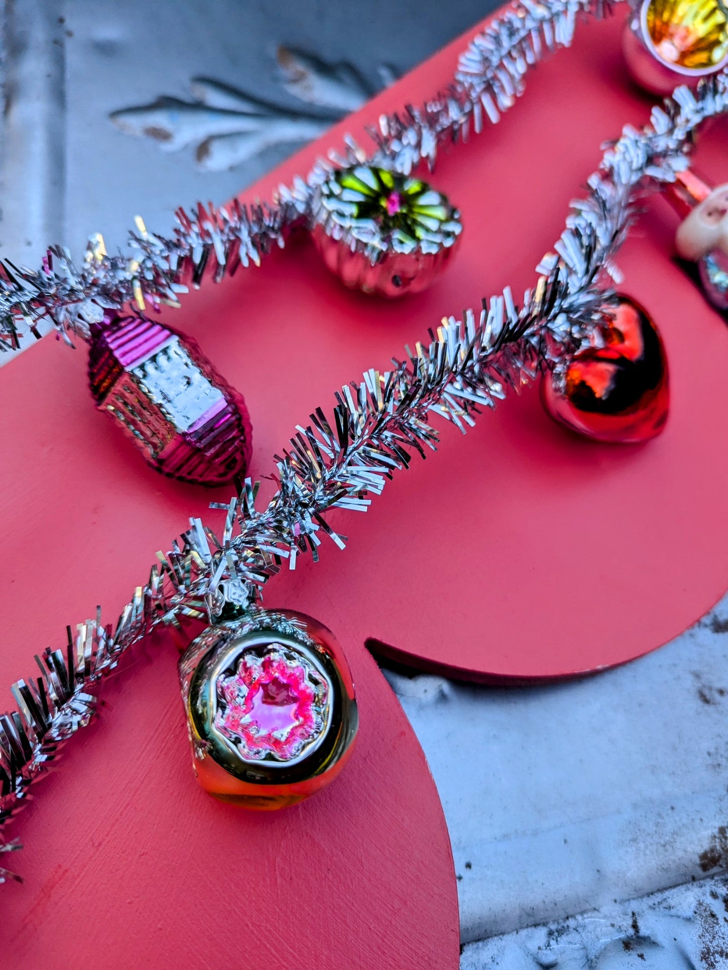 Bauble and tinsel garland