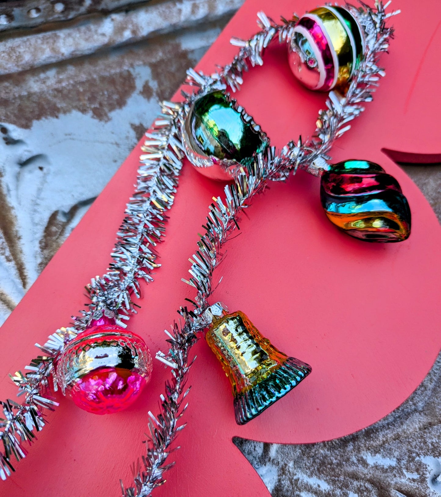 Bauble and tinsel garland