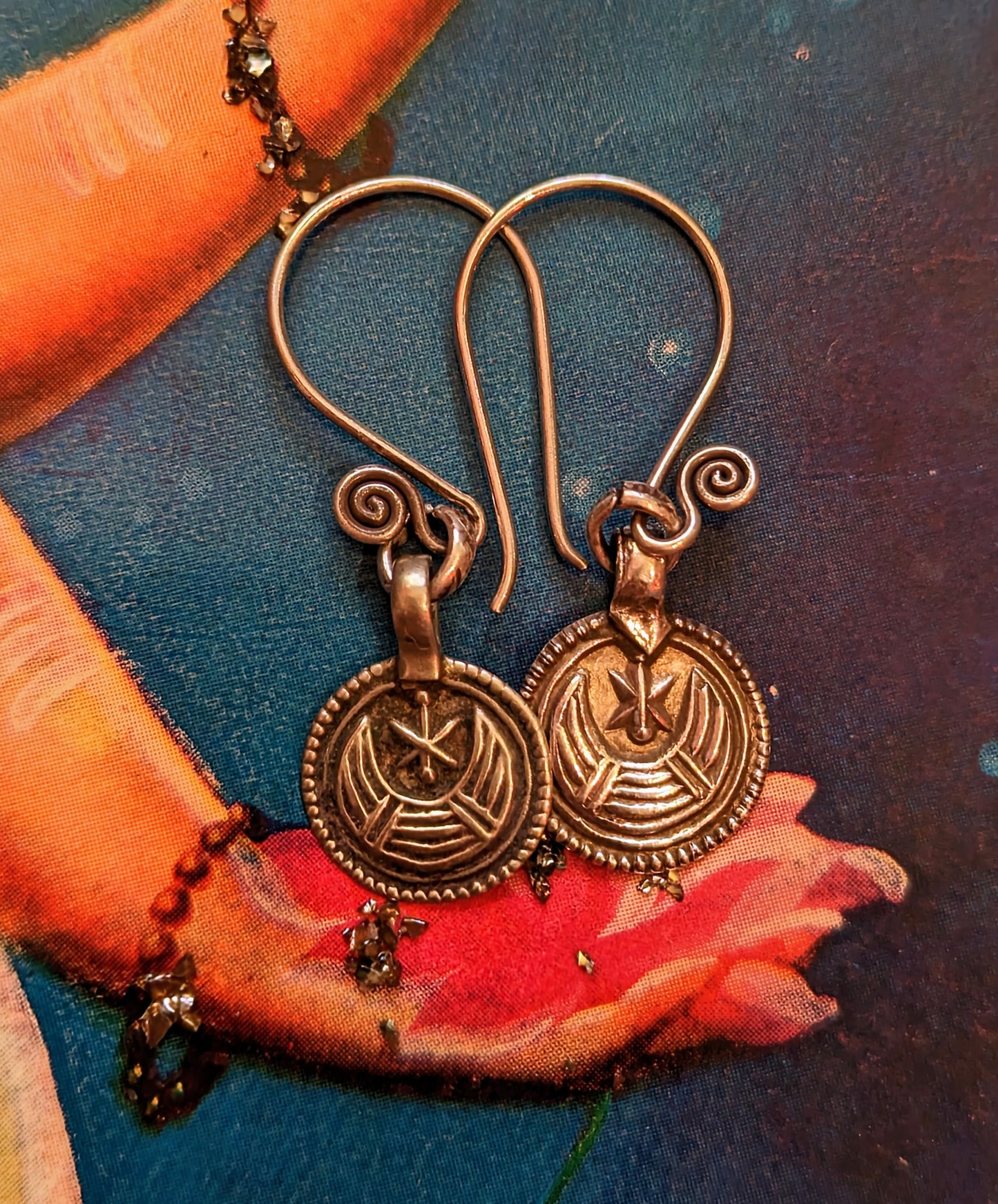 Antique Indian amulet earrings