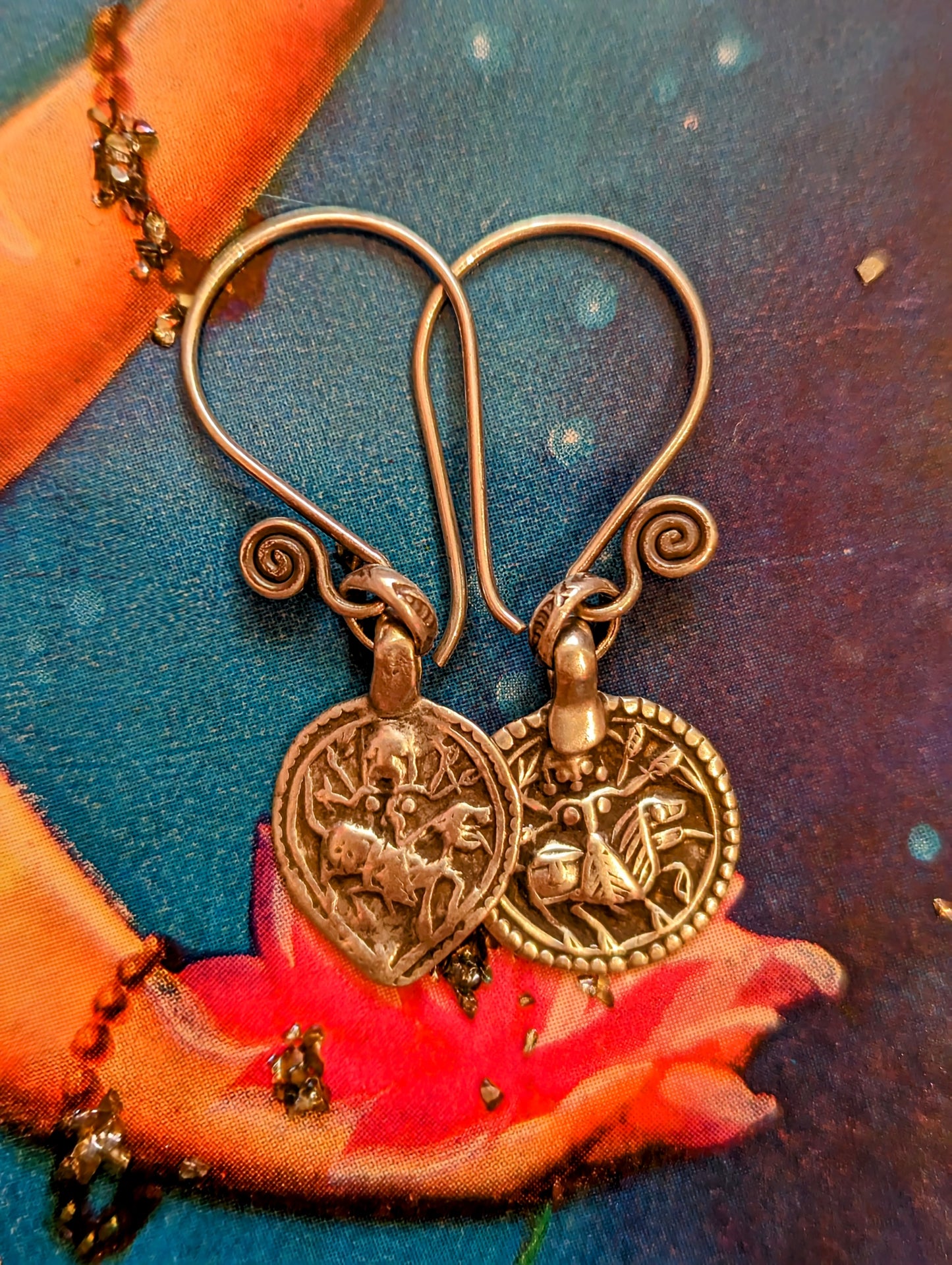Antique Indian amulet earrings