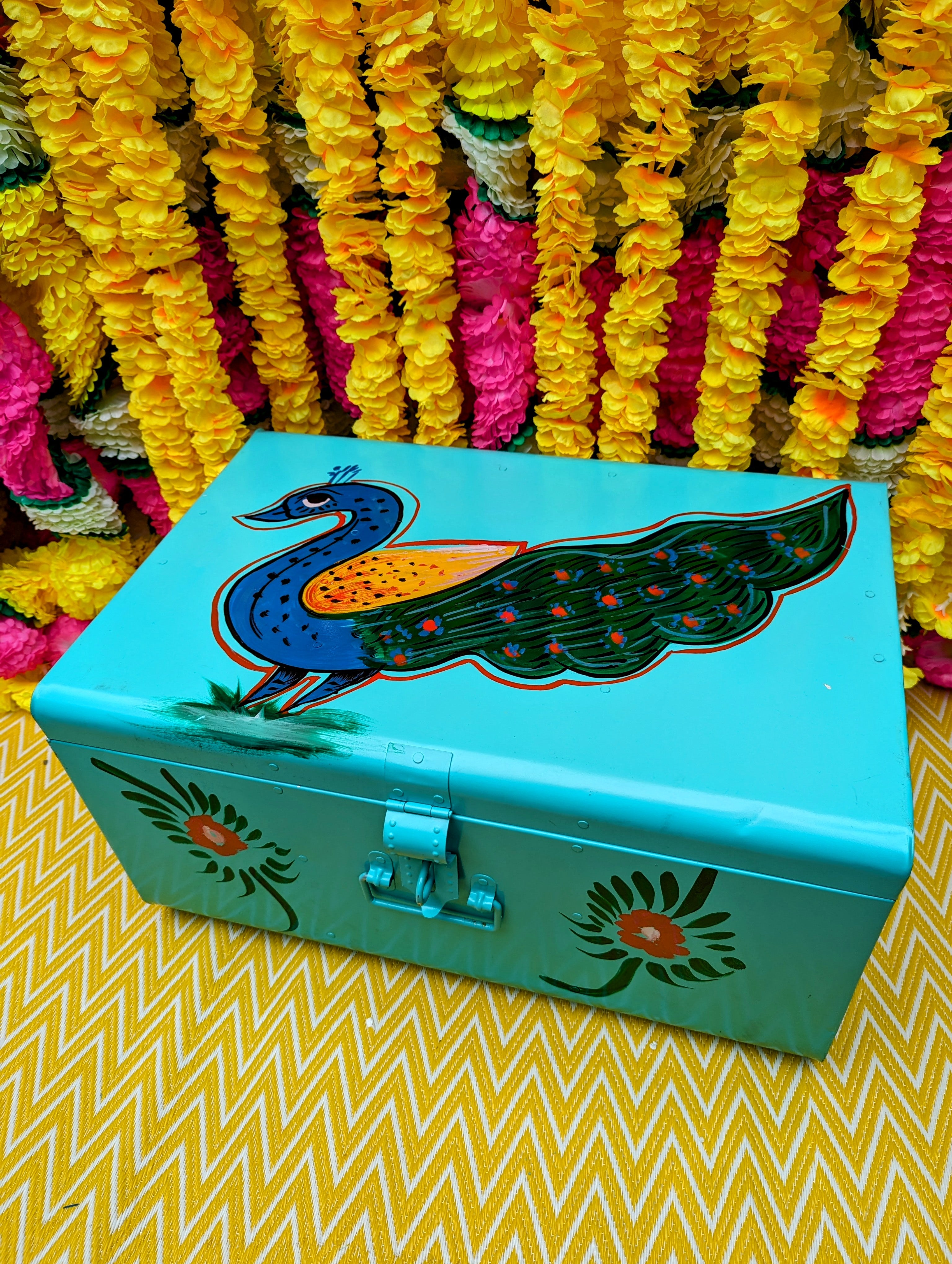 Indian truck art trunks - Peacock