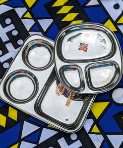 Stainless steel thali plates, great for recreating your Indian adventures or for fussy wee ones who don't like there food to touch!

Not suitable for microwave use, but they are dishwasher friendly!

