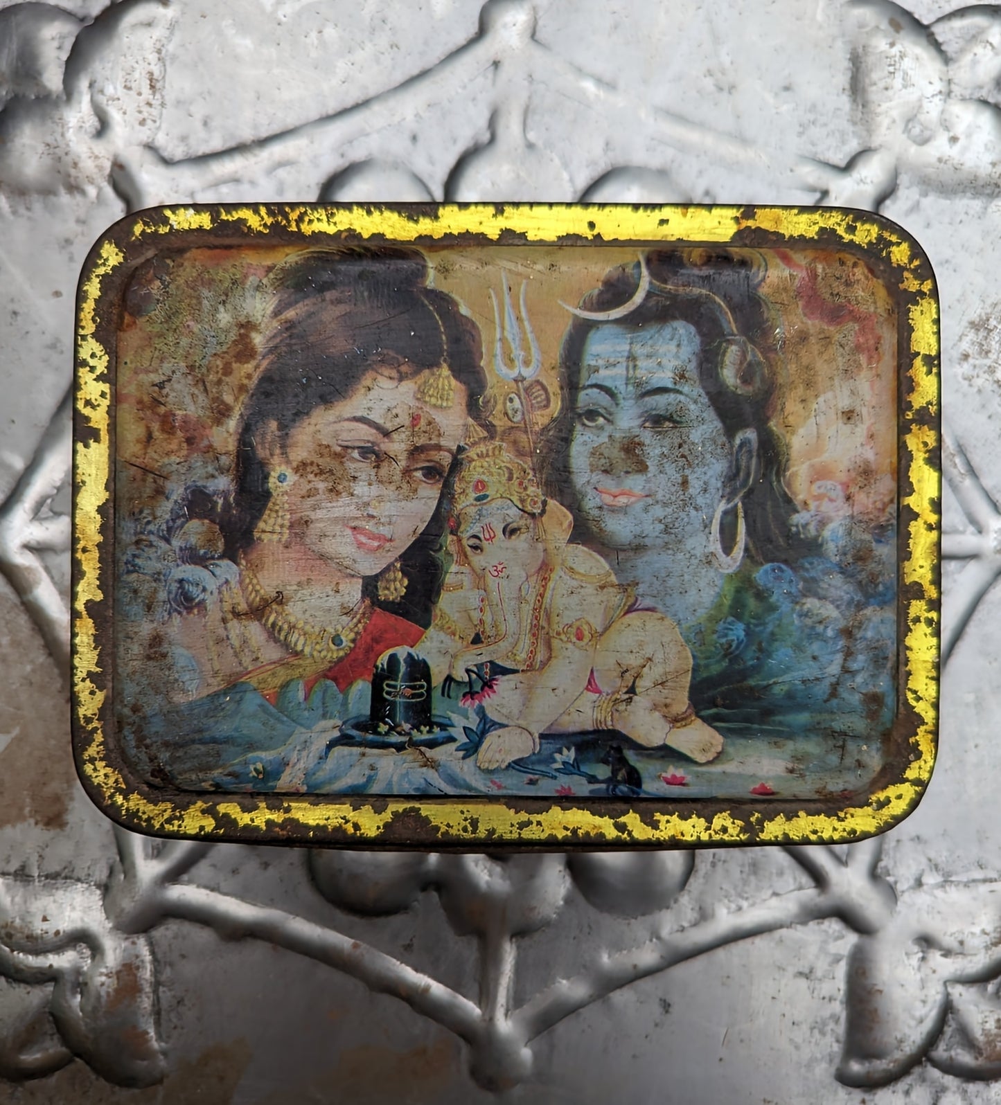 Vintage indian tins - hindu sweets, snuff and such