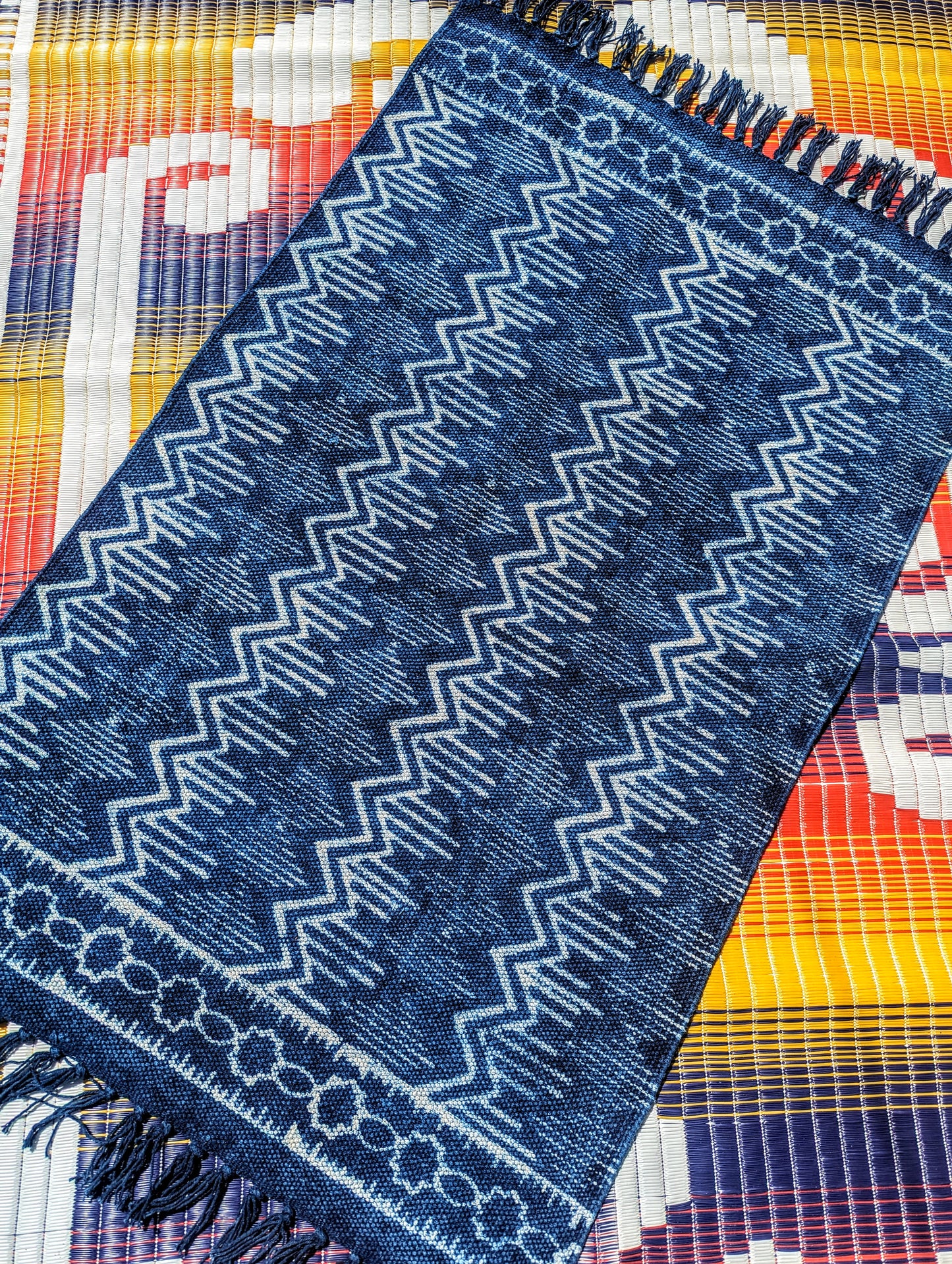 Small Indigo cotton flatweave rugs