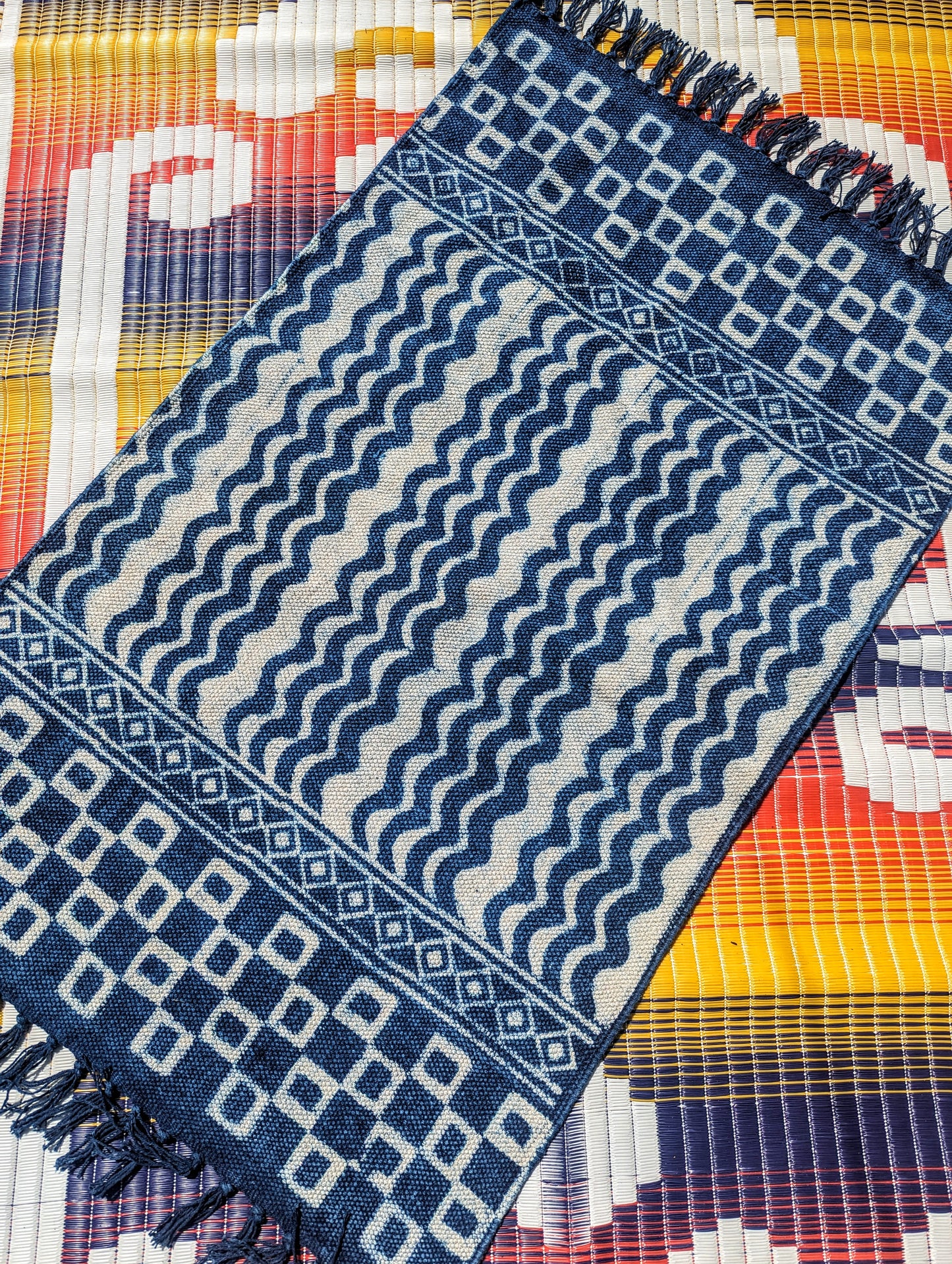 Small Indigo cotton flatweave rugs
