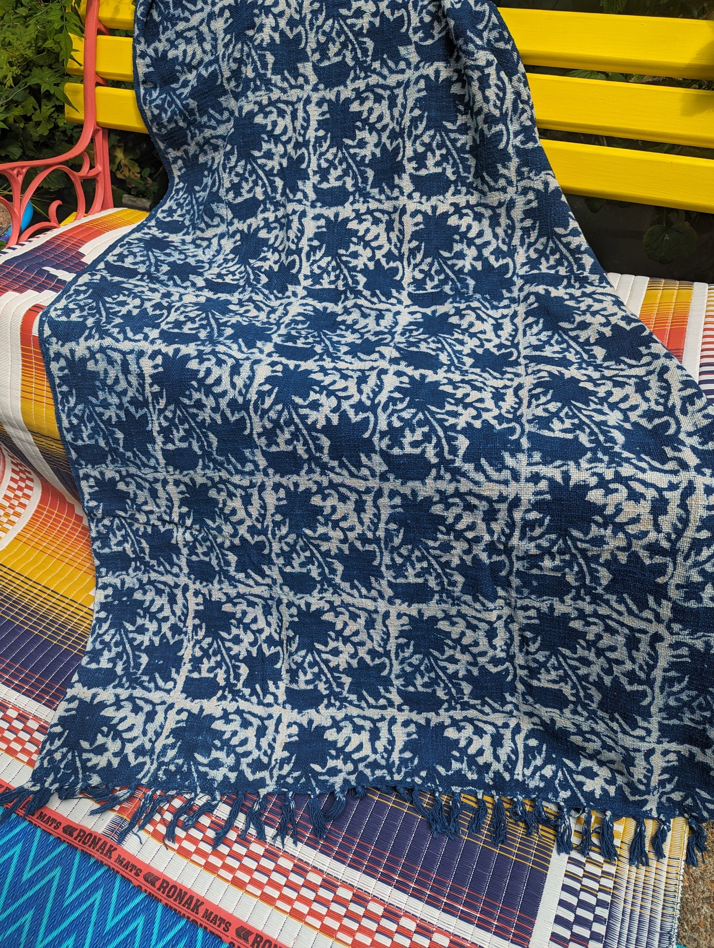 Indigo cotton throw/shawl