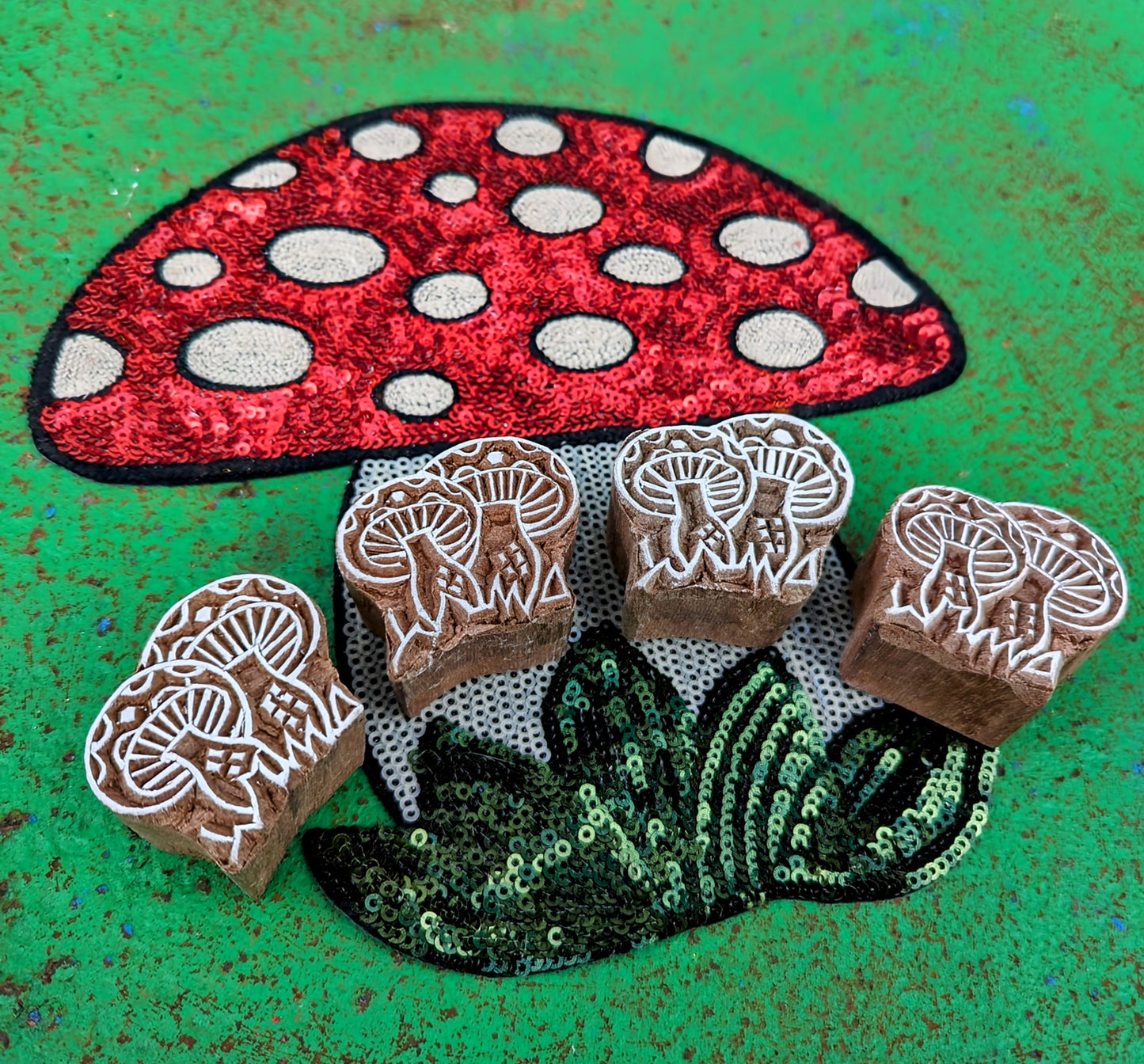 Toadstools wood blocks