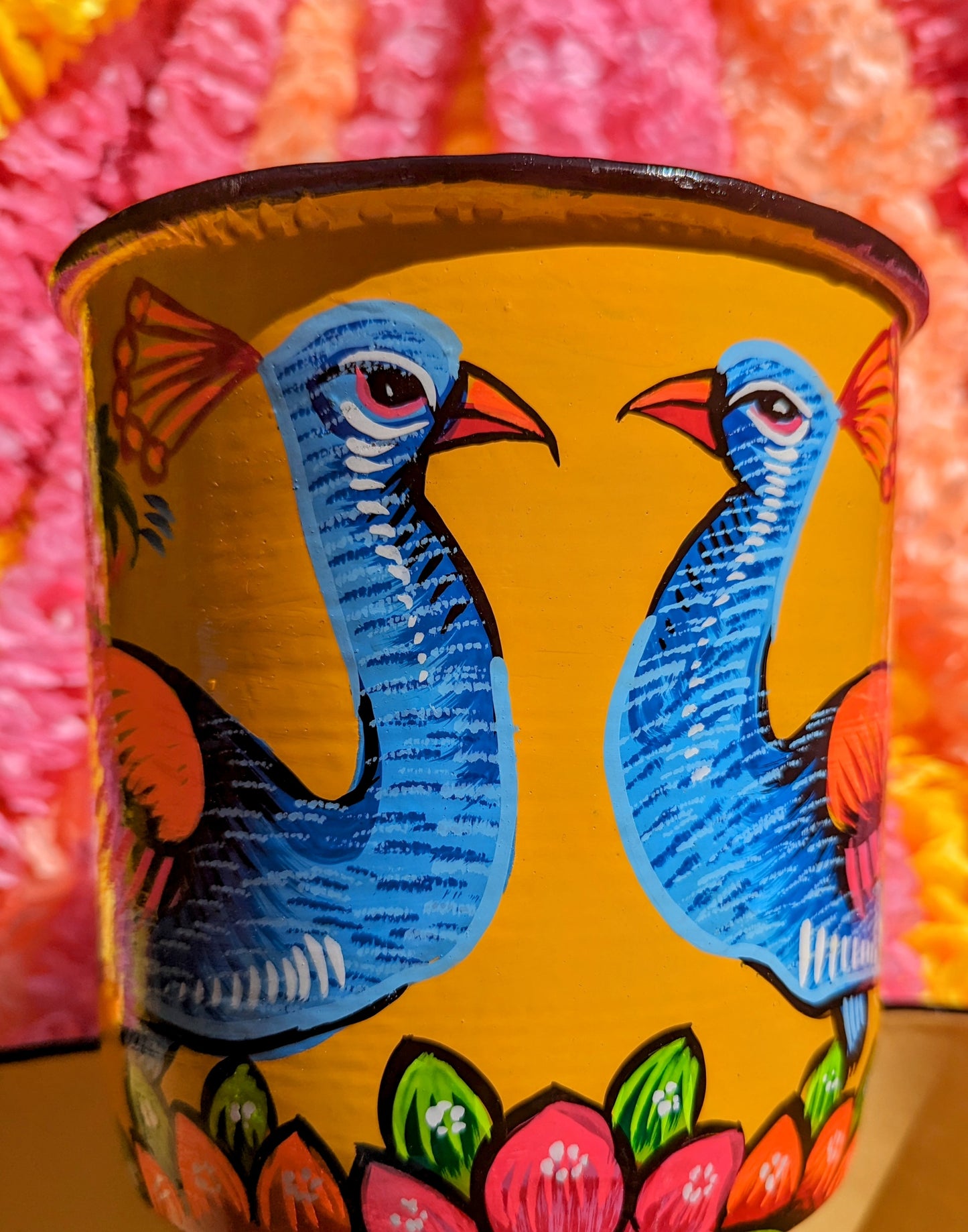 Truck art pot - birds and flowers