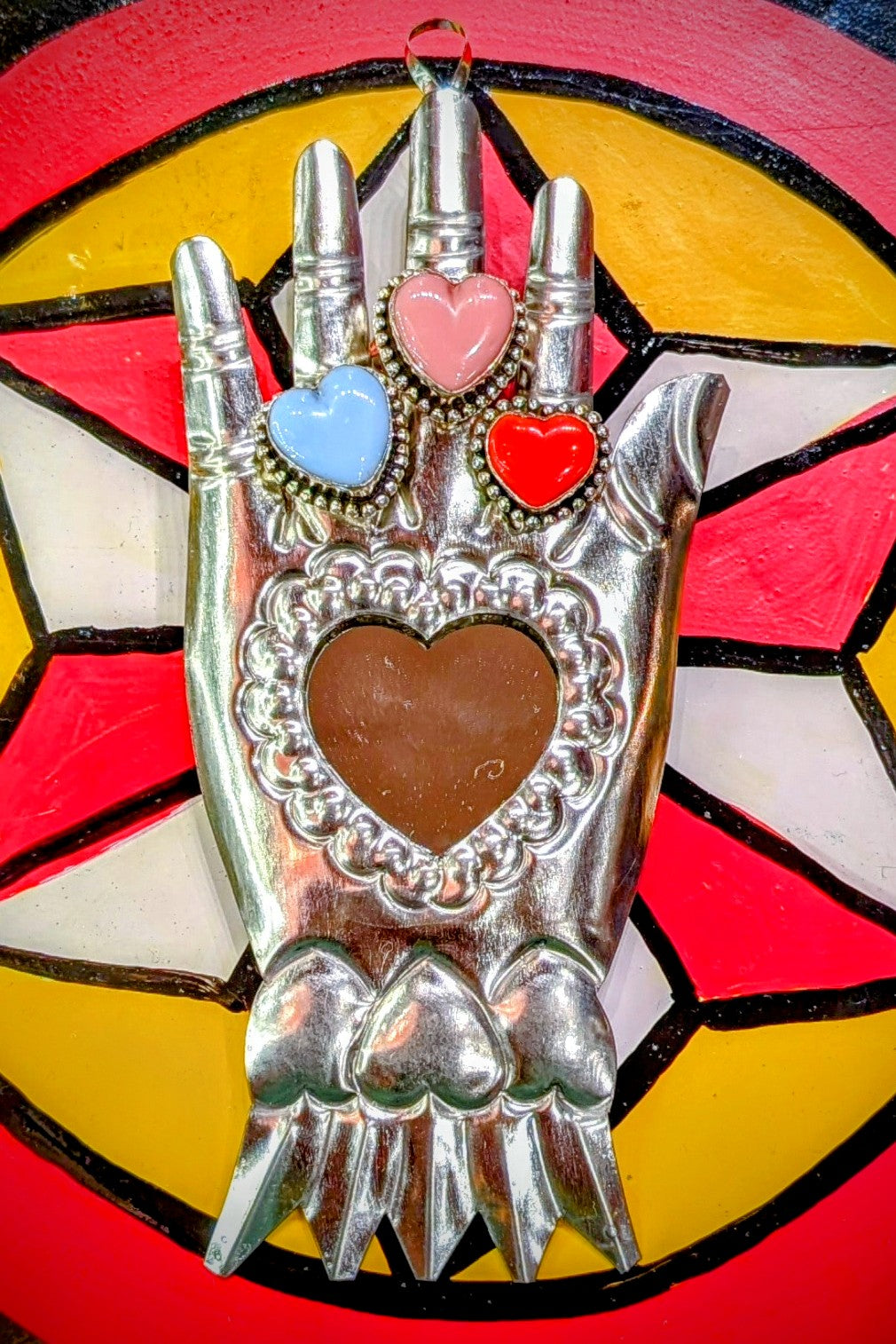 Gorgeous glass sacred heart rings
