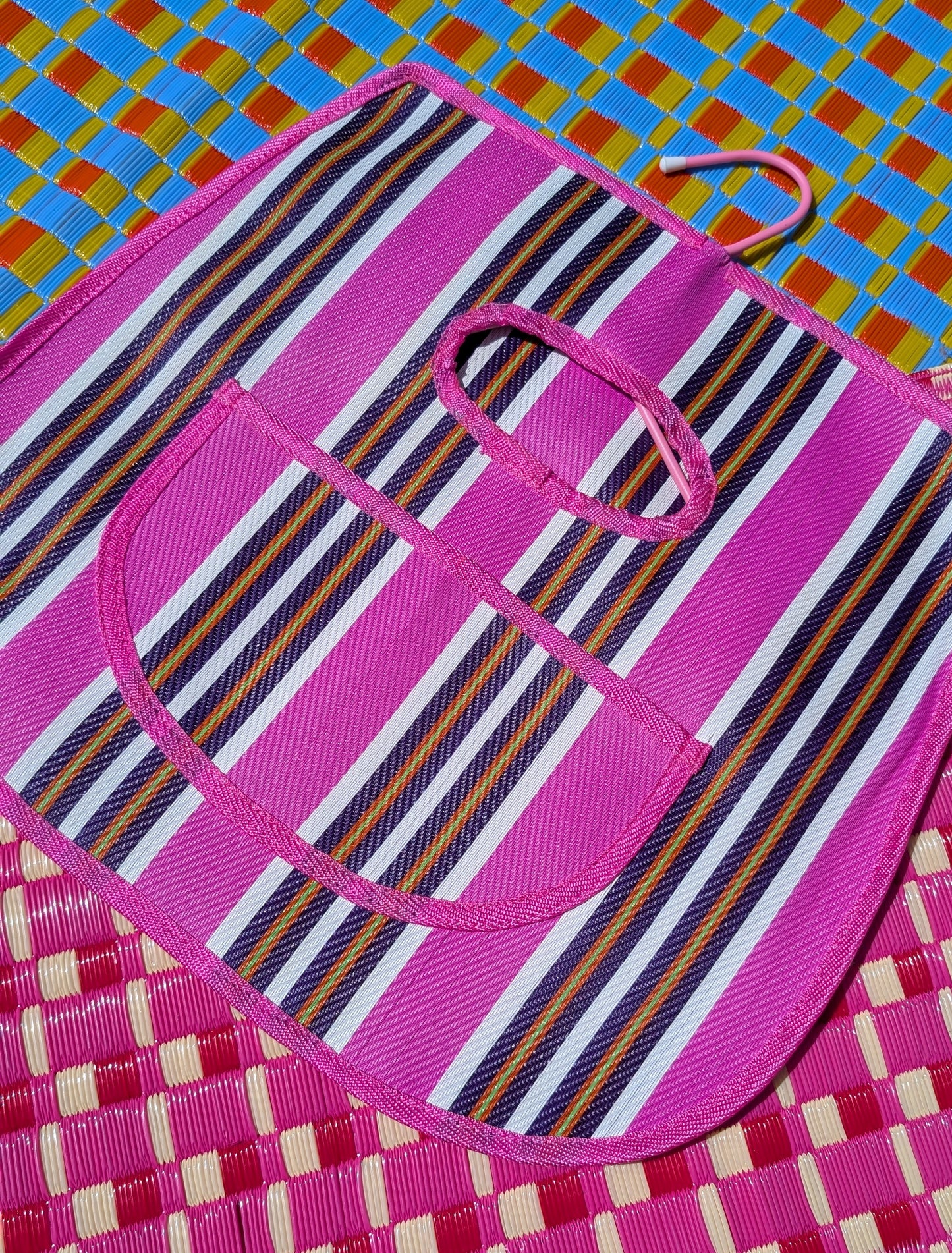 Recycled striped plastic peg bag