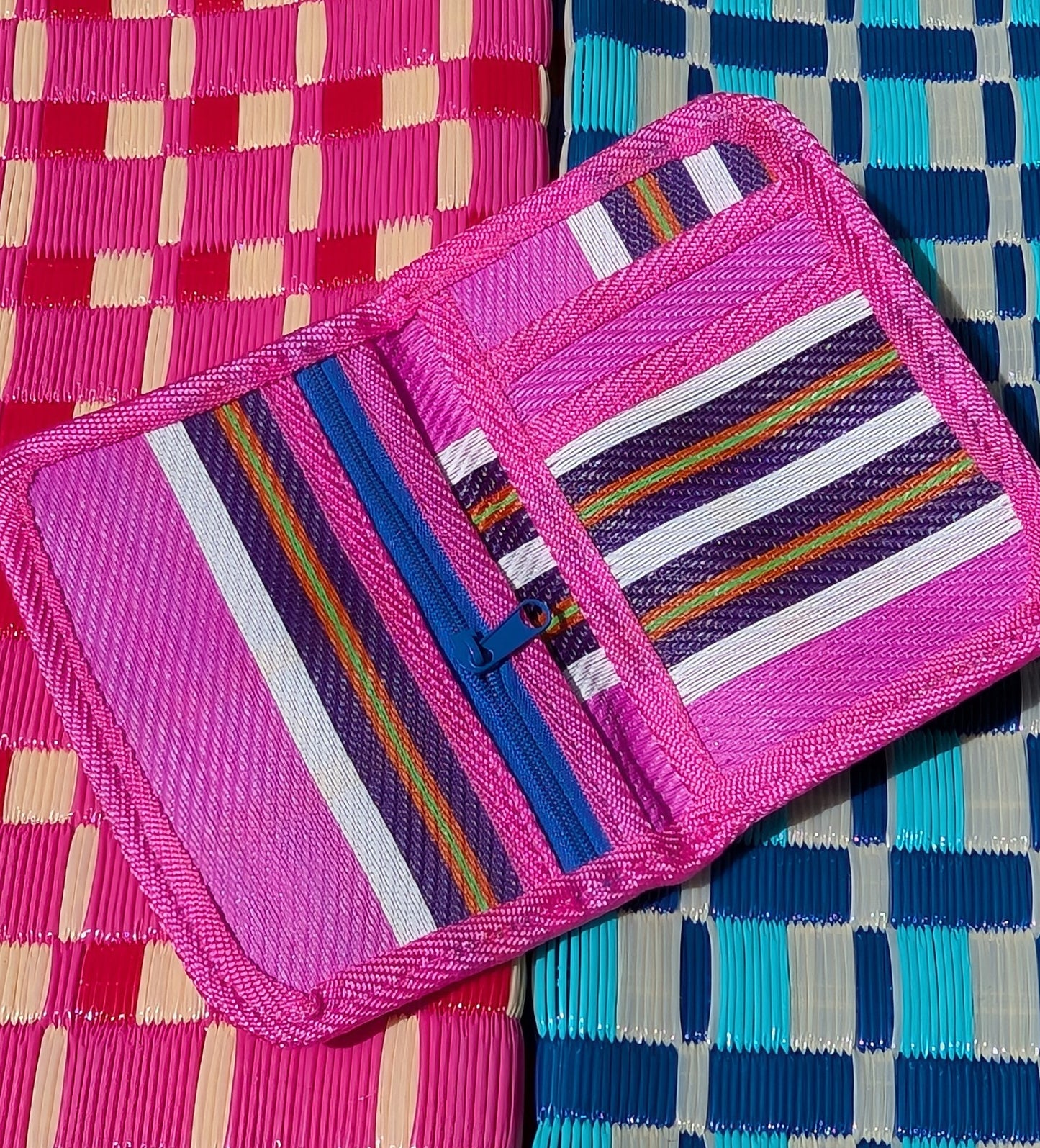Recycled striped wallet