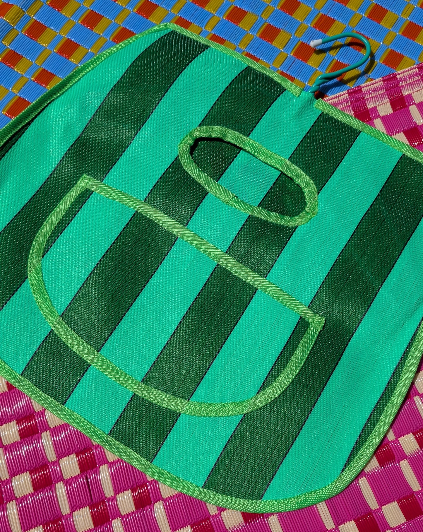 Recycled striped plastic peg bag