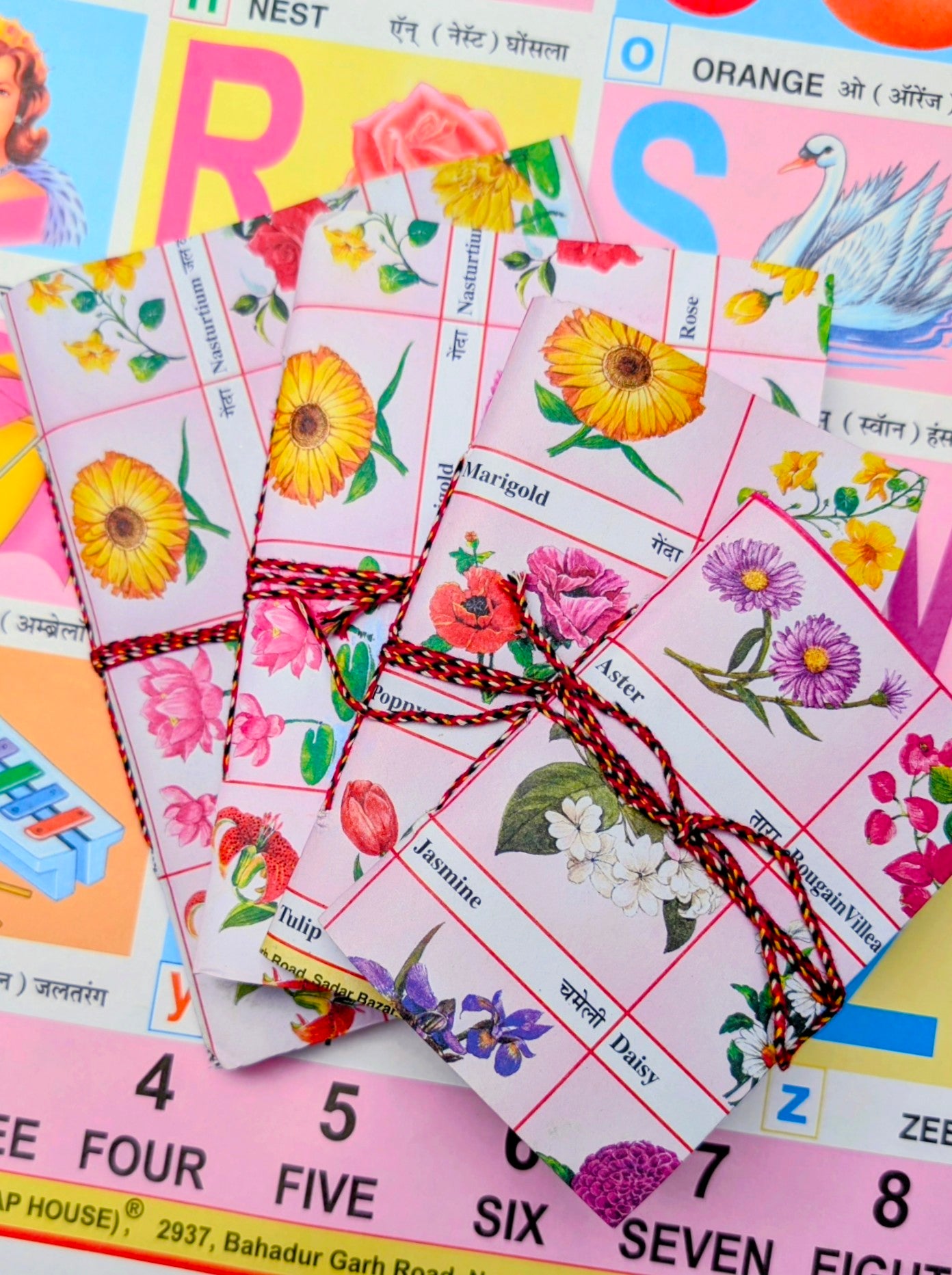 Handmade rag paper notebooks - flowers