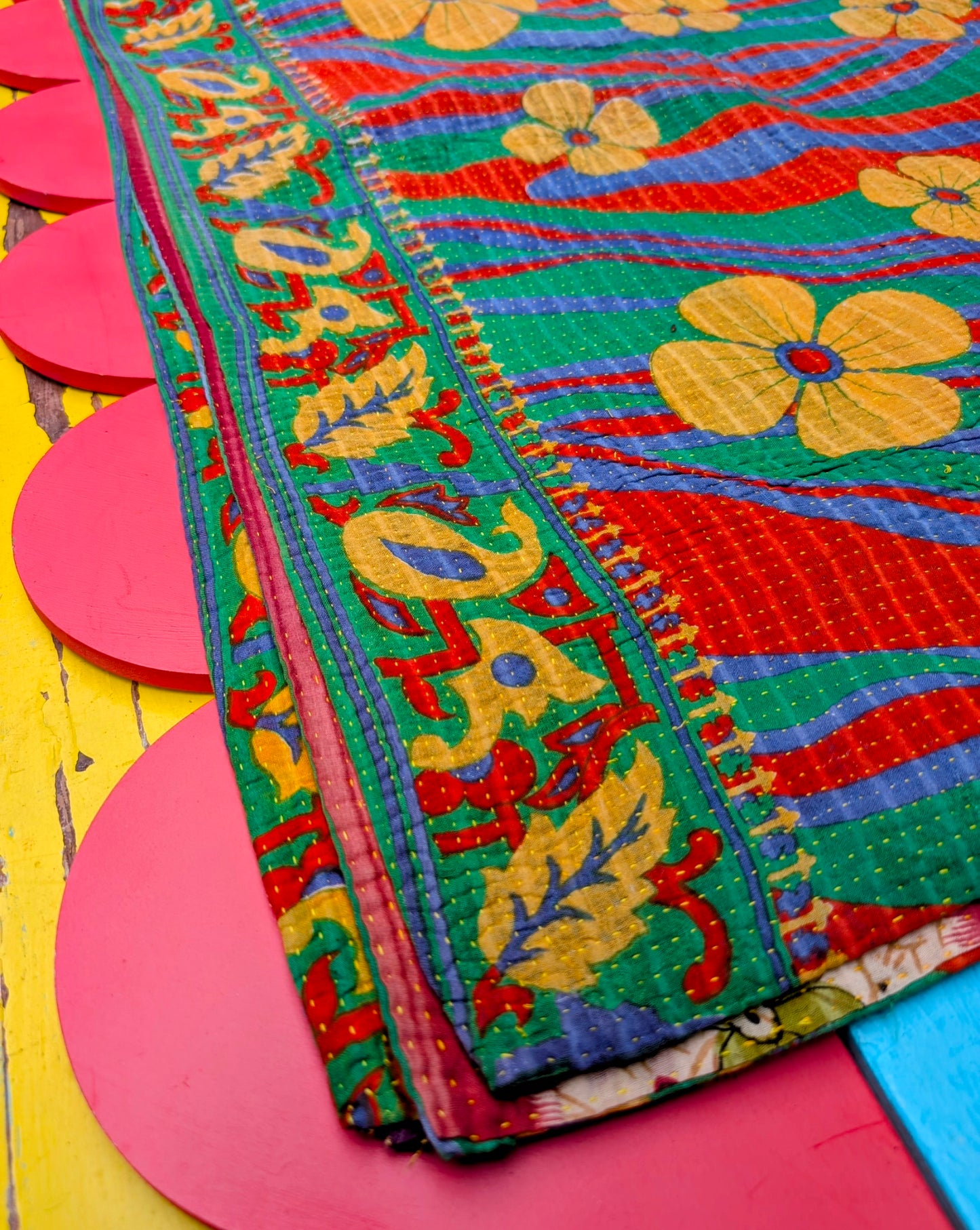 Floral graphic Kantha quilts - No 6