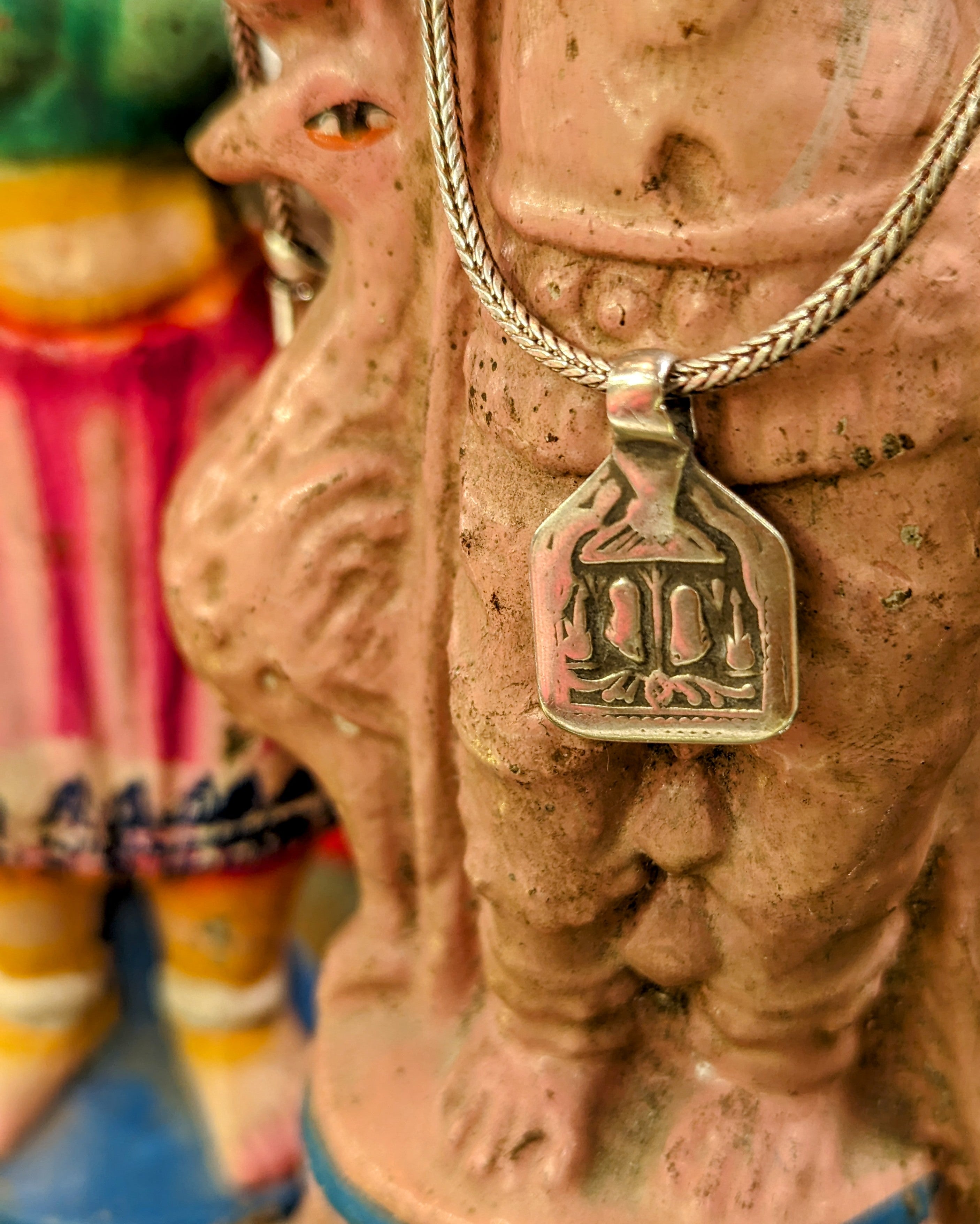 Antique Indian god amulet pendants - Vishnus feet
