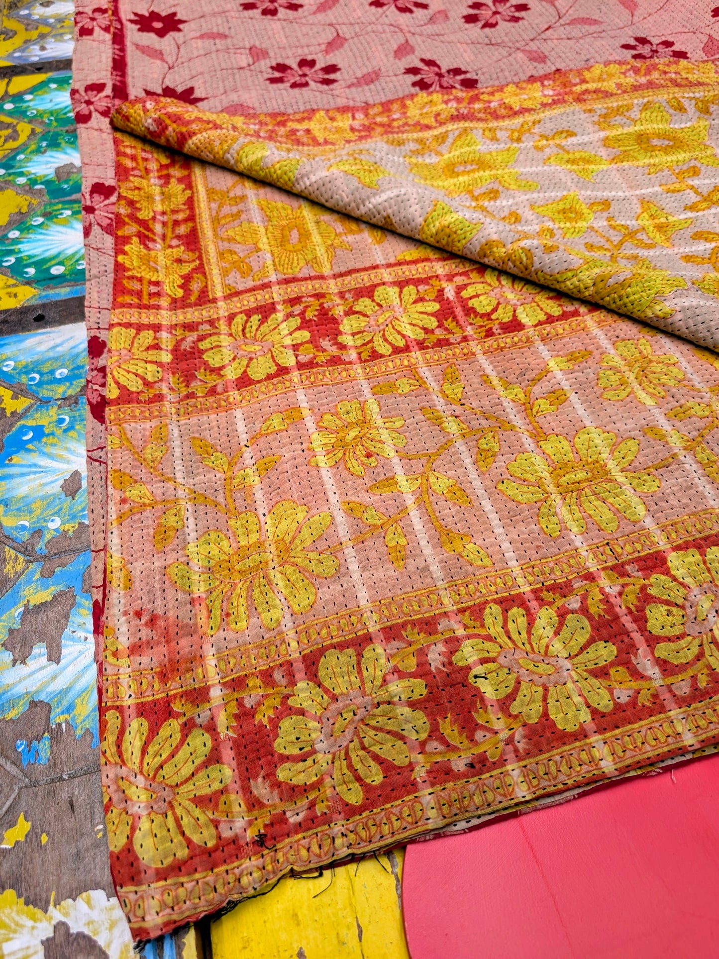Floral graphic Kantha quilts - No 11