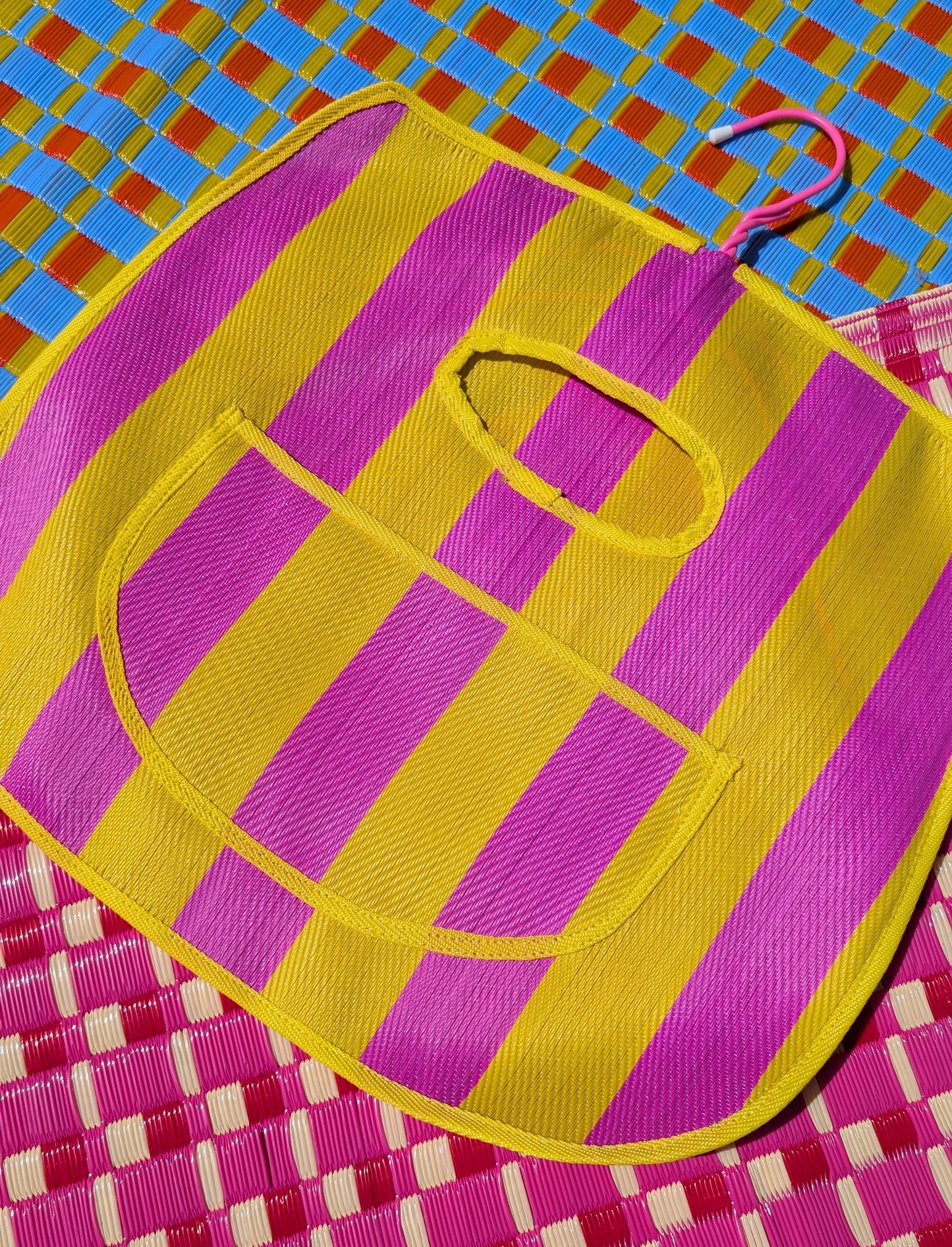 Recycled striped plastic peg bag