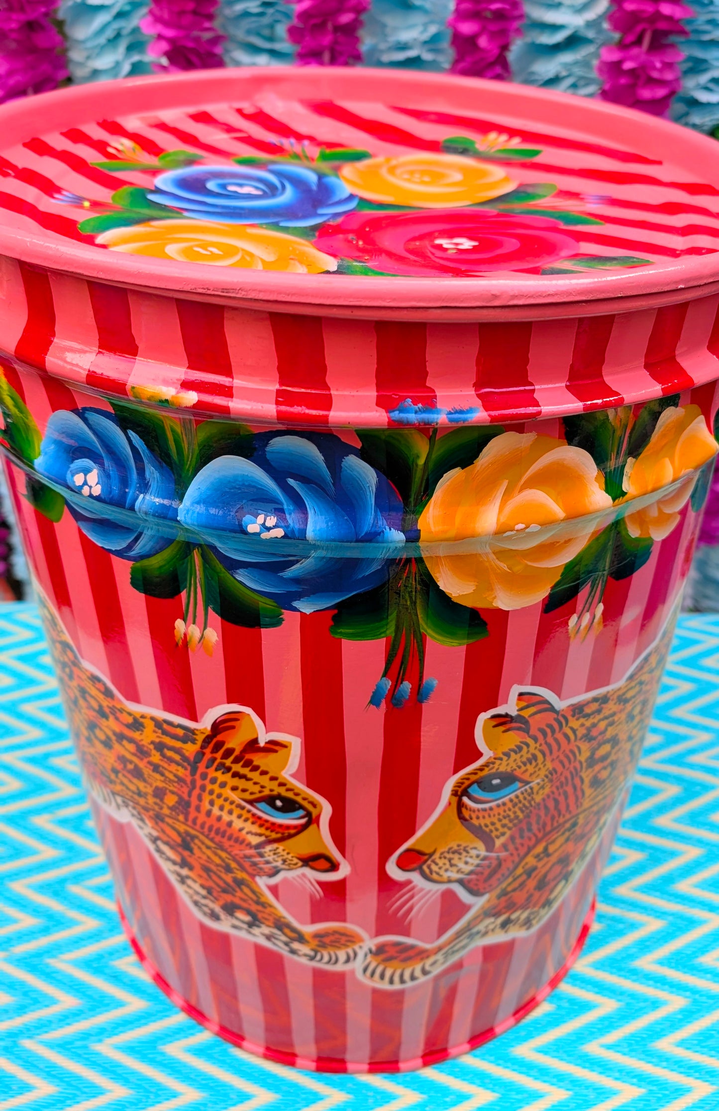 Recycled truck art barrels