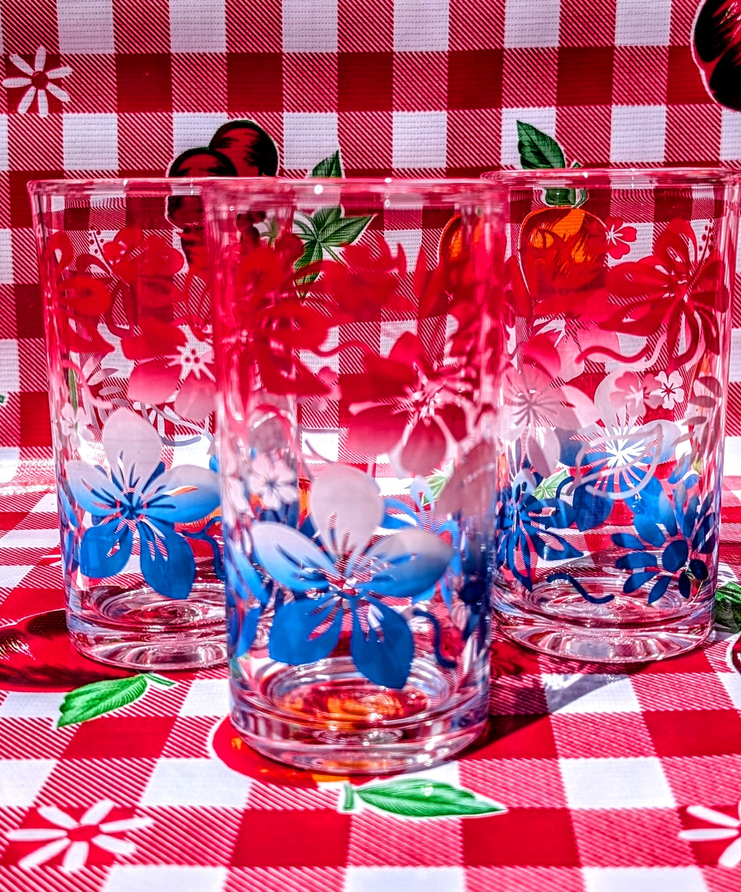 Kitschy floral glasses