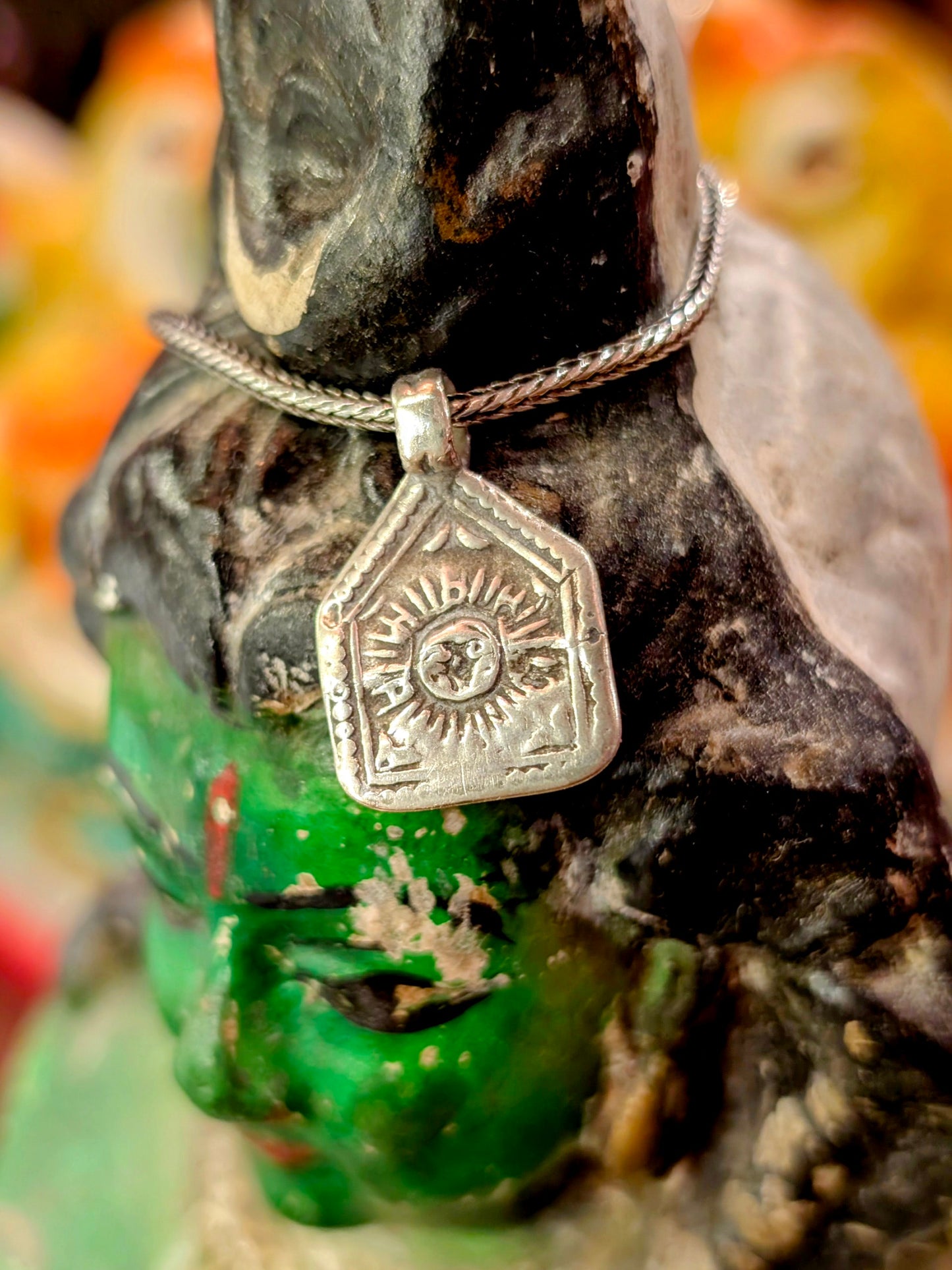 Antique Indian god amulet pendants - Surya