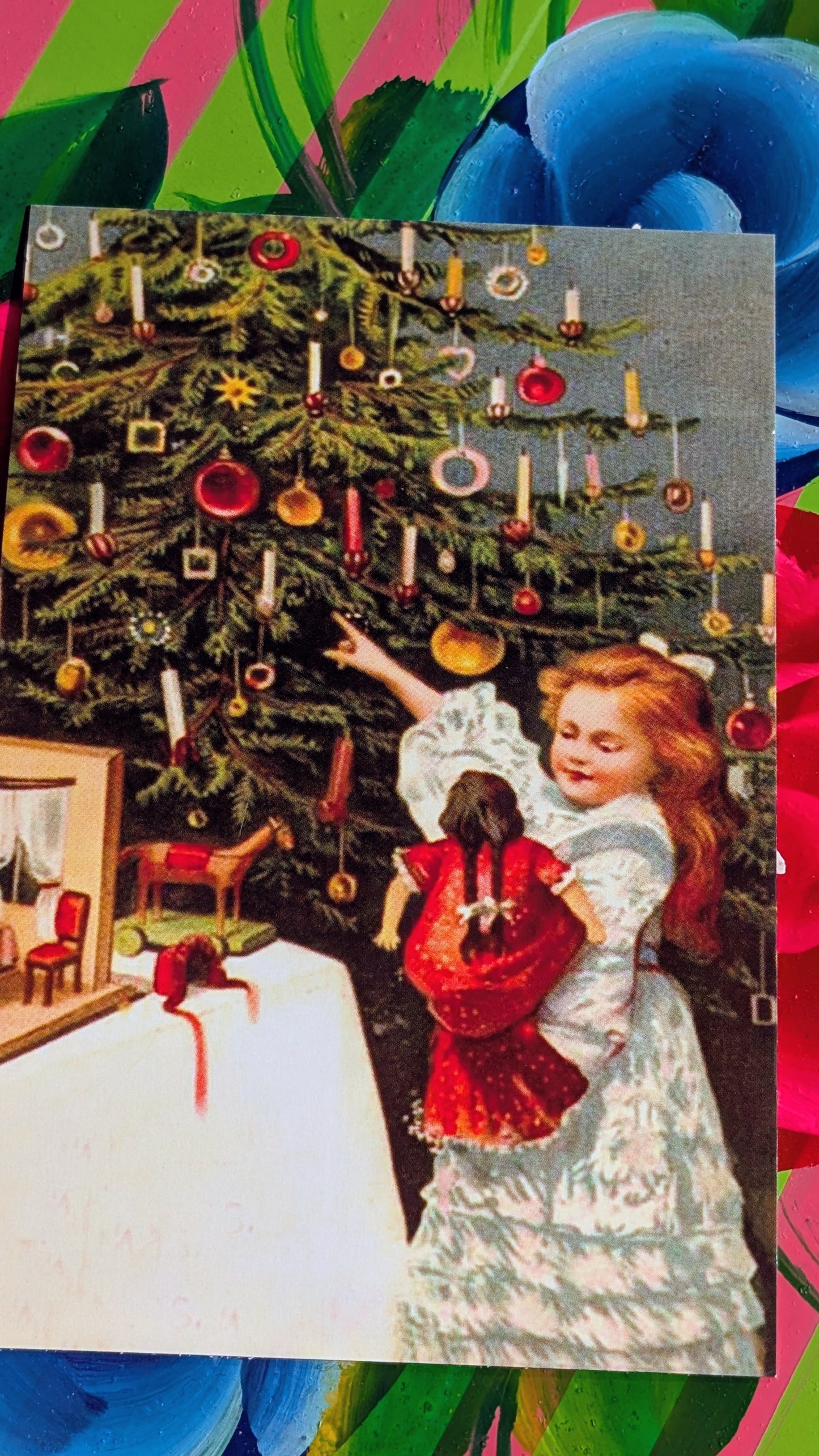 Vintage xmas girls postcard set