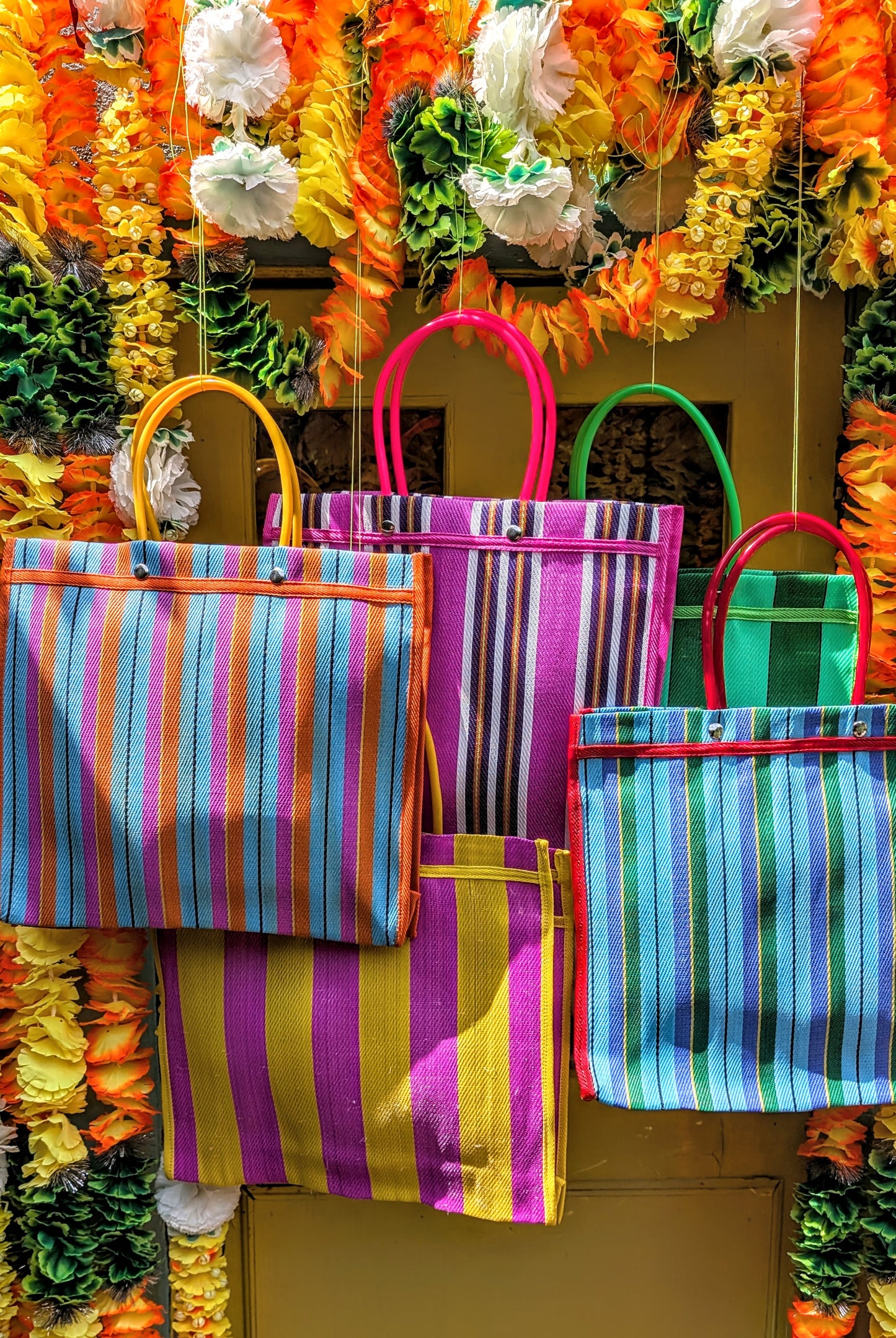 Recycled deckchair stripes shopper