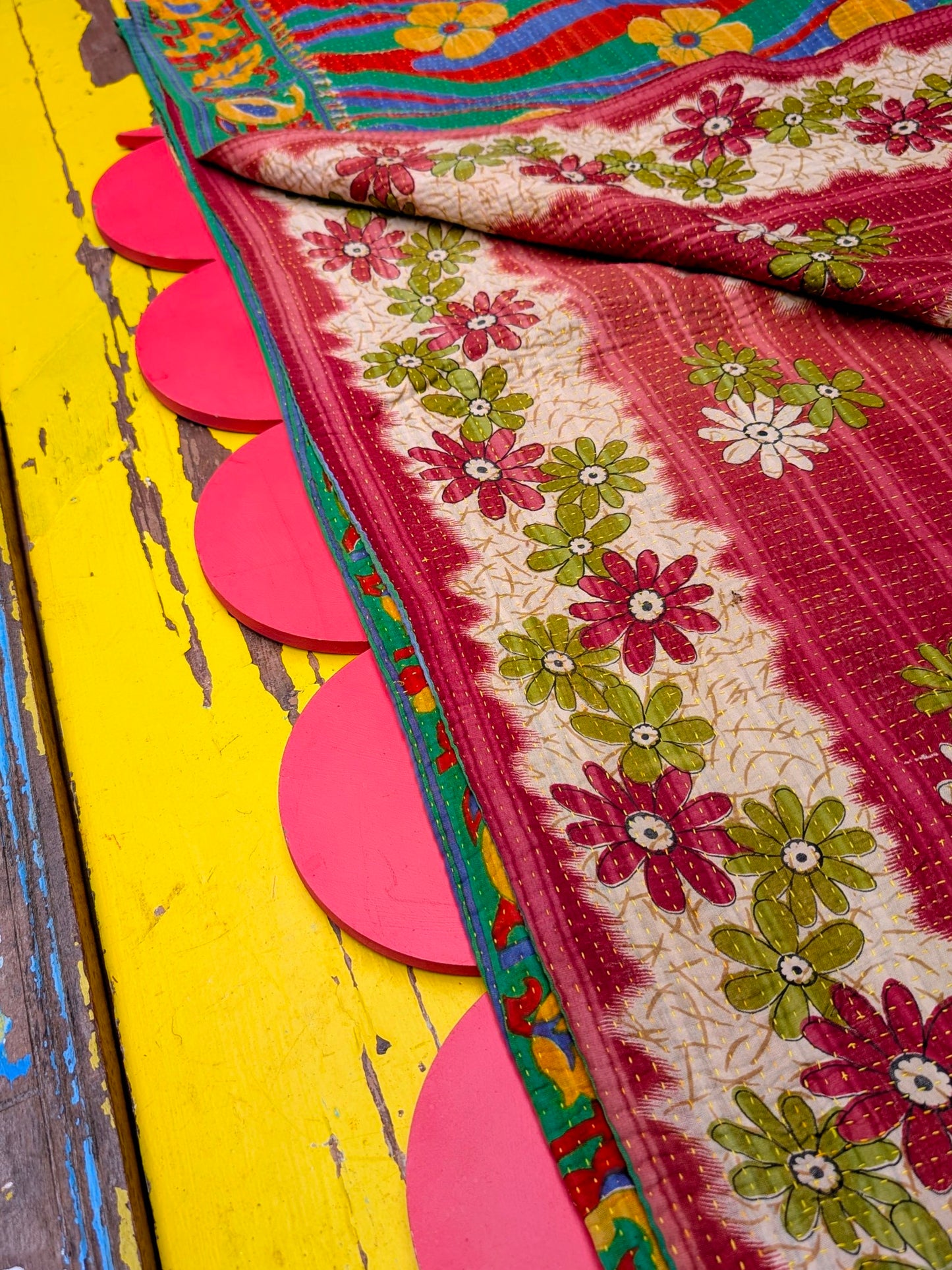 Floral graphic Kantha quilts - No 6