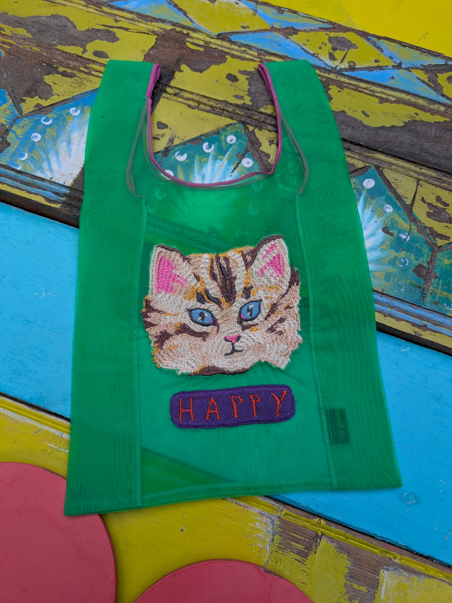 Embroidered kitty organza bags