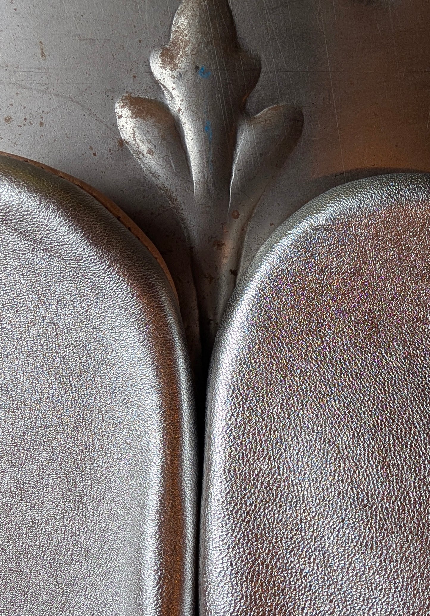 Soft leather metallic slippers .. size 40