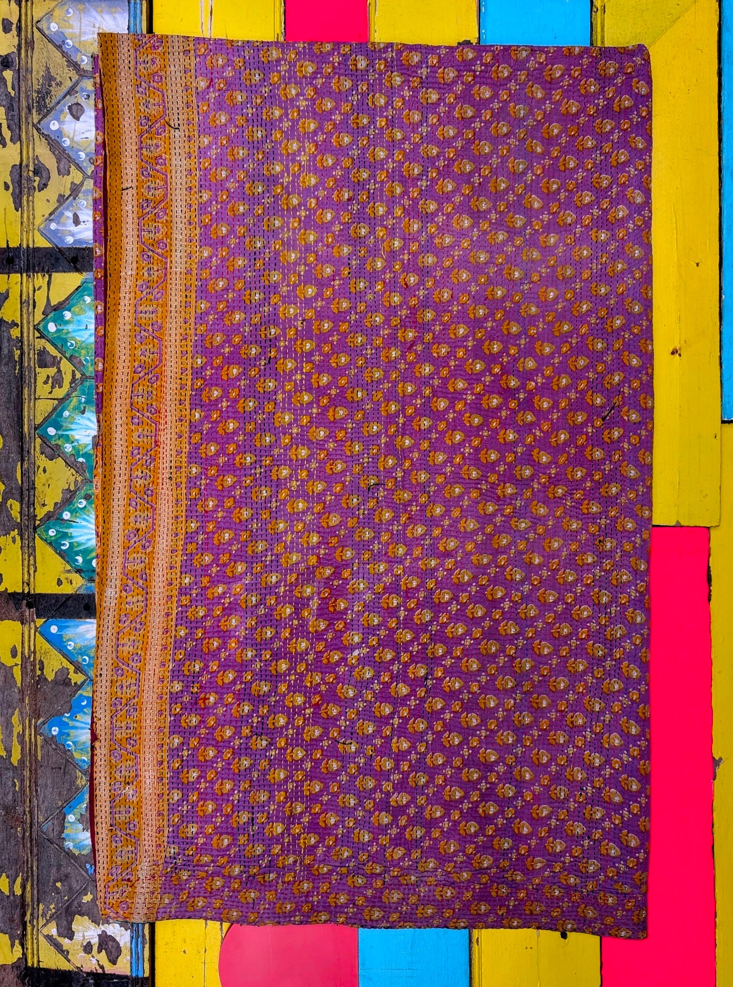 Floral graphic Kantha quilts - No 12